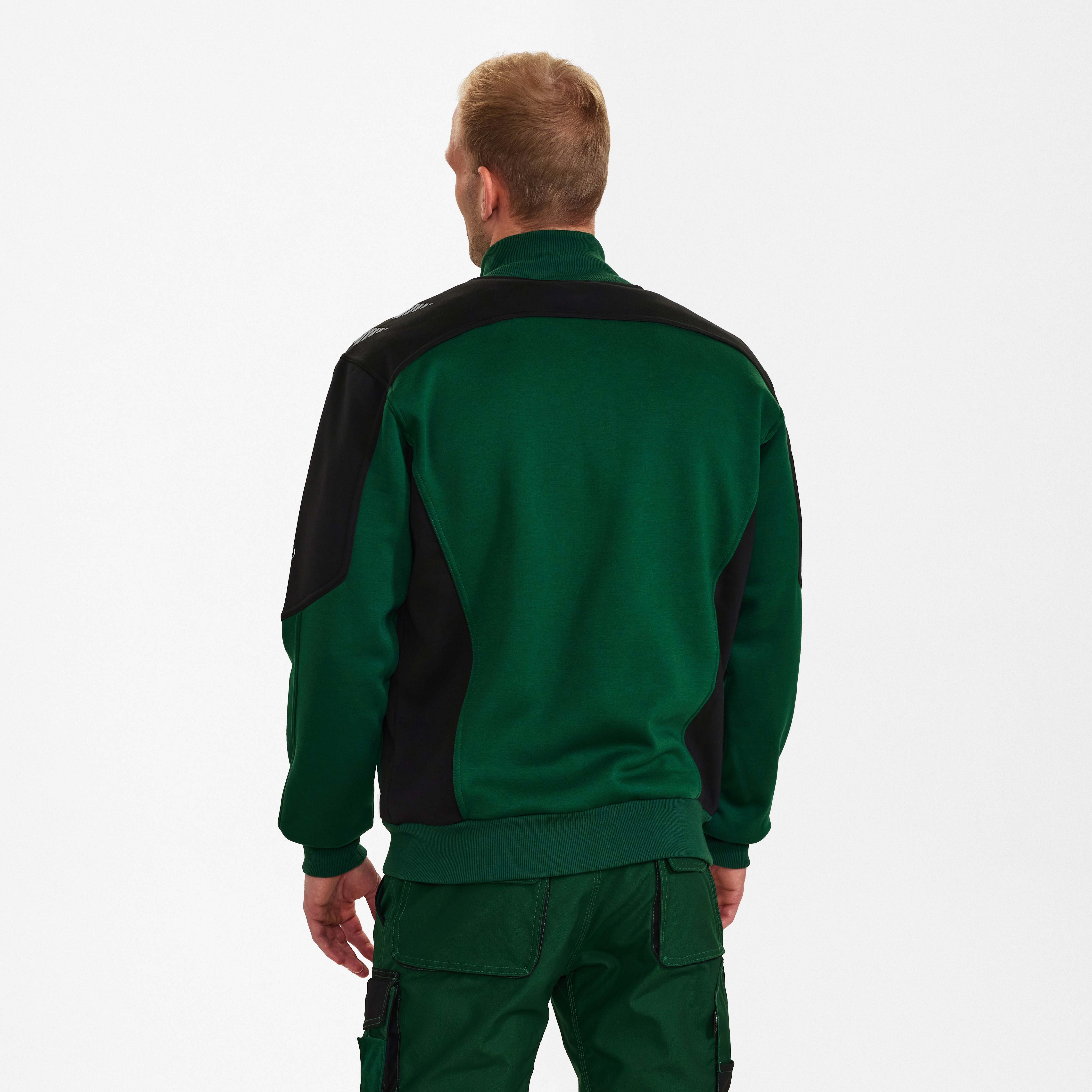 Engel Workwear Galaxy sweat cardigan med krave - Grøn/Sort [120] / XS