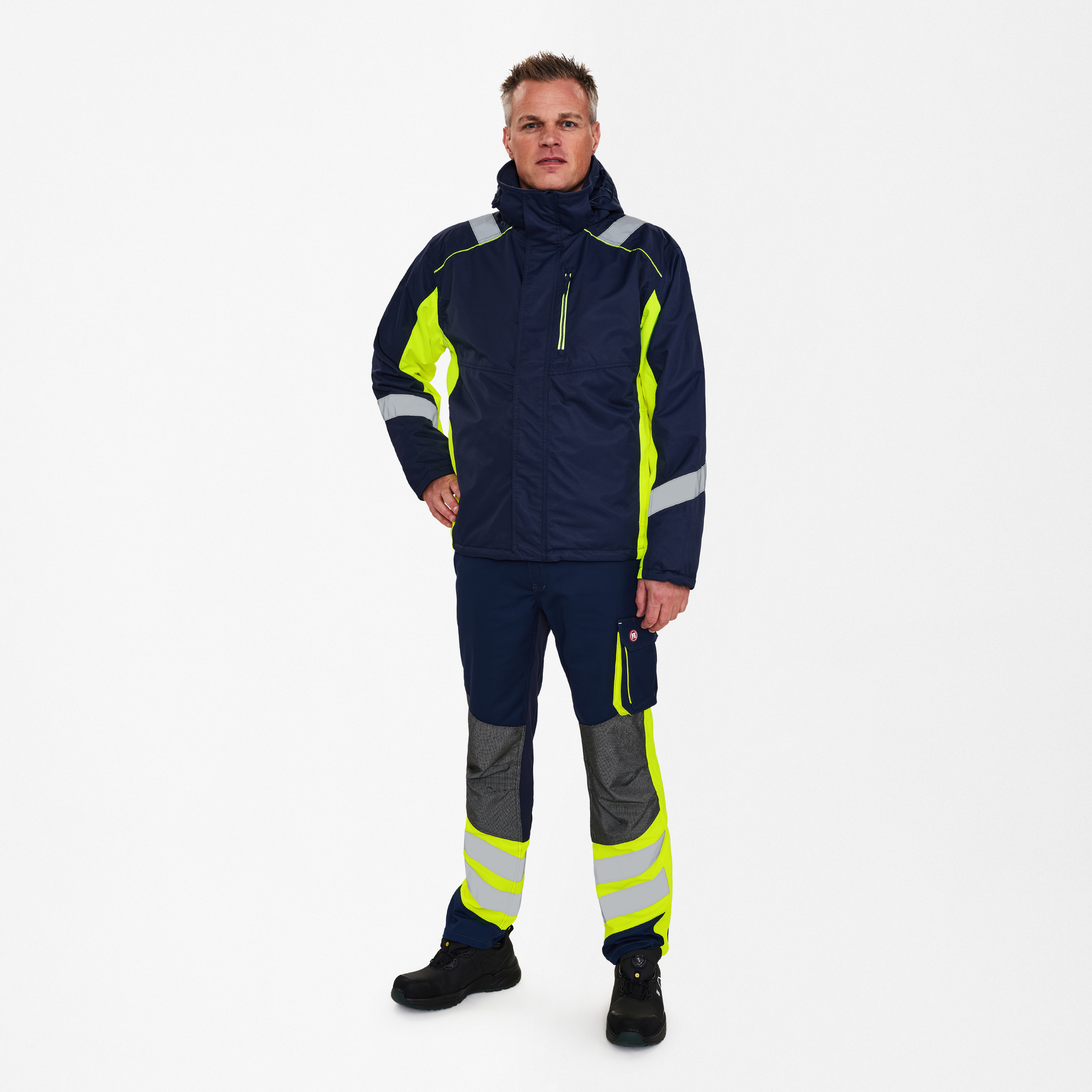 Engel Workwear Cargo vinterjakke - Blue Ink/Gul [16538] / XS