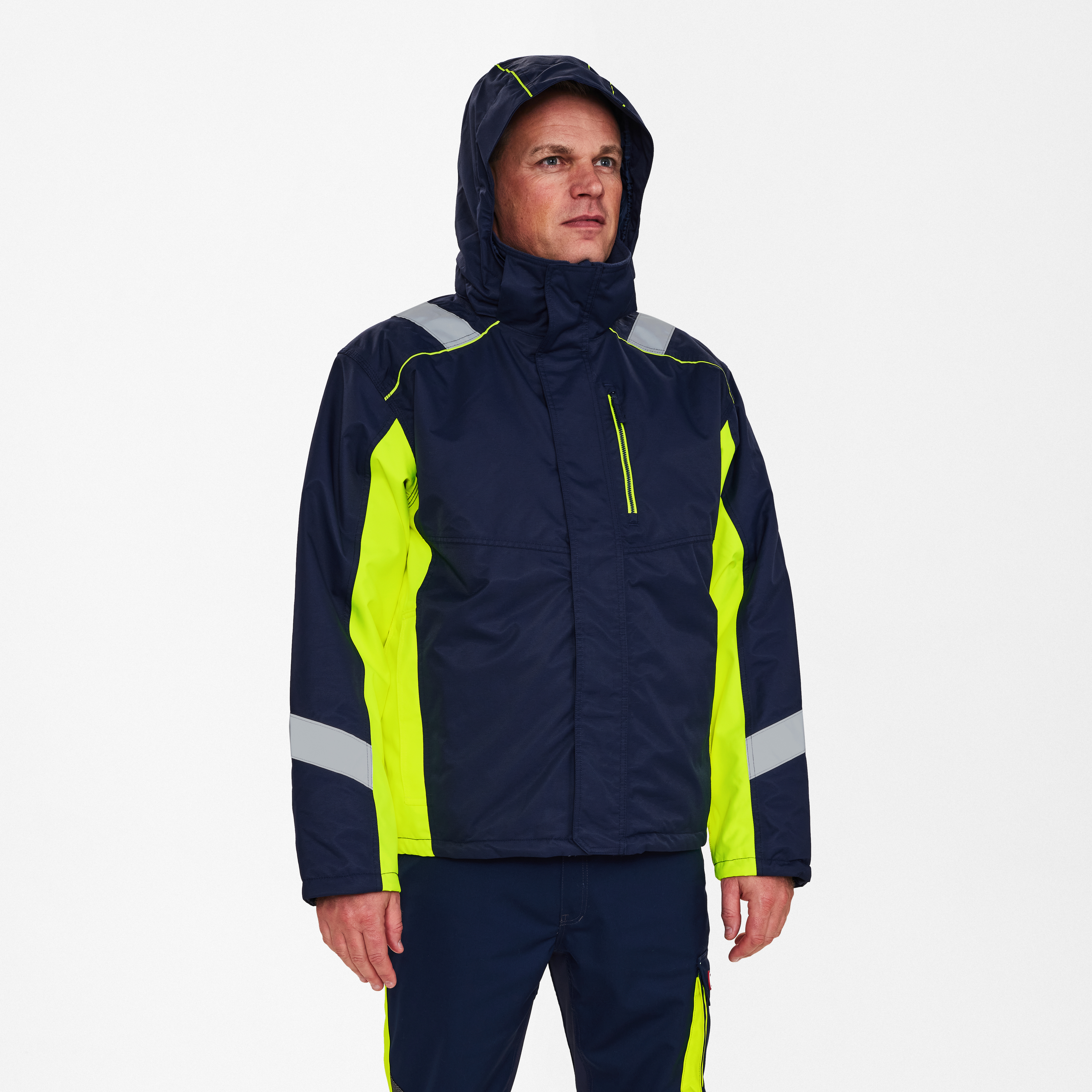 Engel Workwear Cargo vinterjakke - Blue Ink/Gul [16538] / XS
