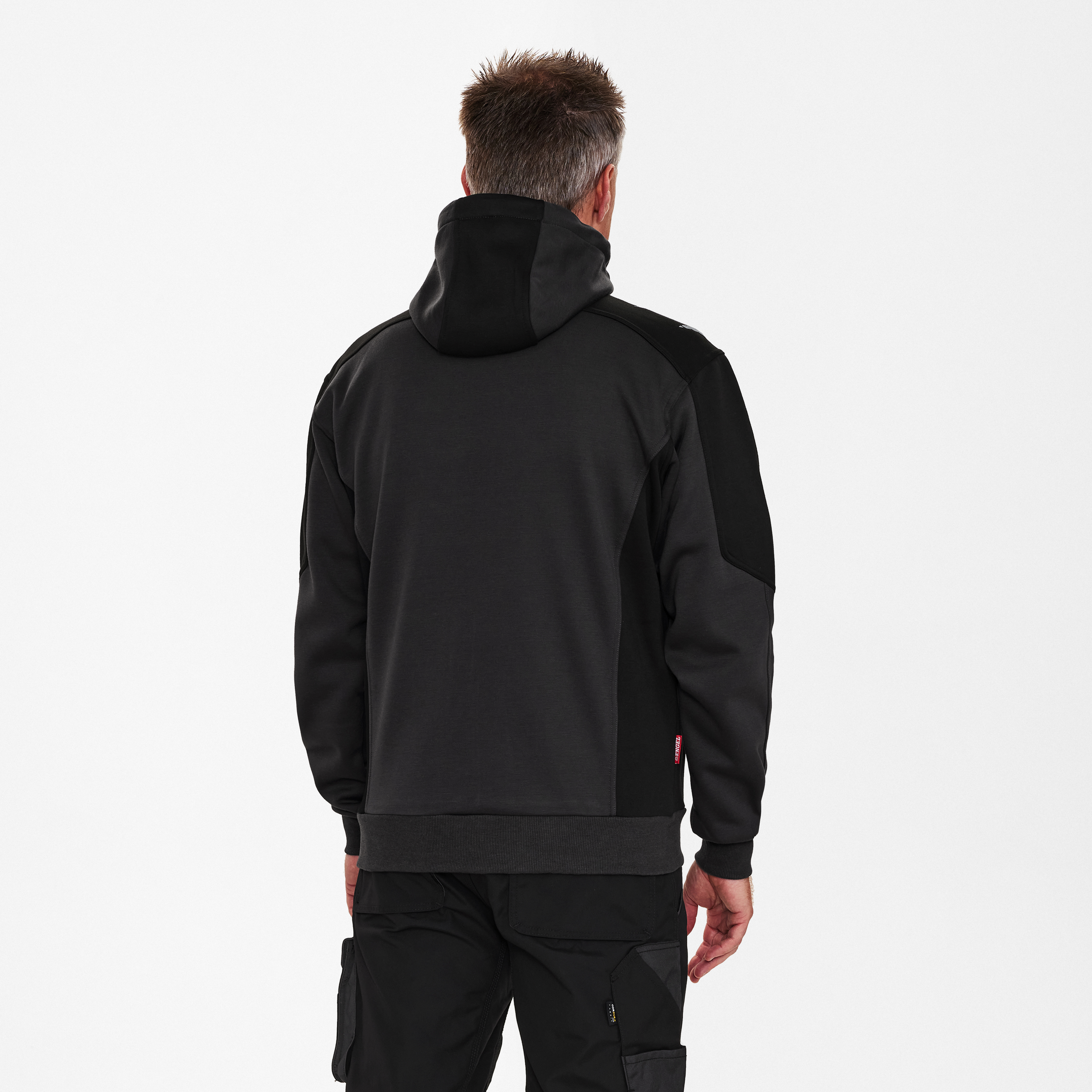 Engel Workwear Galaxy sweat cardigan med hætte - Antrazitgrå/Sort [7920] / XS