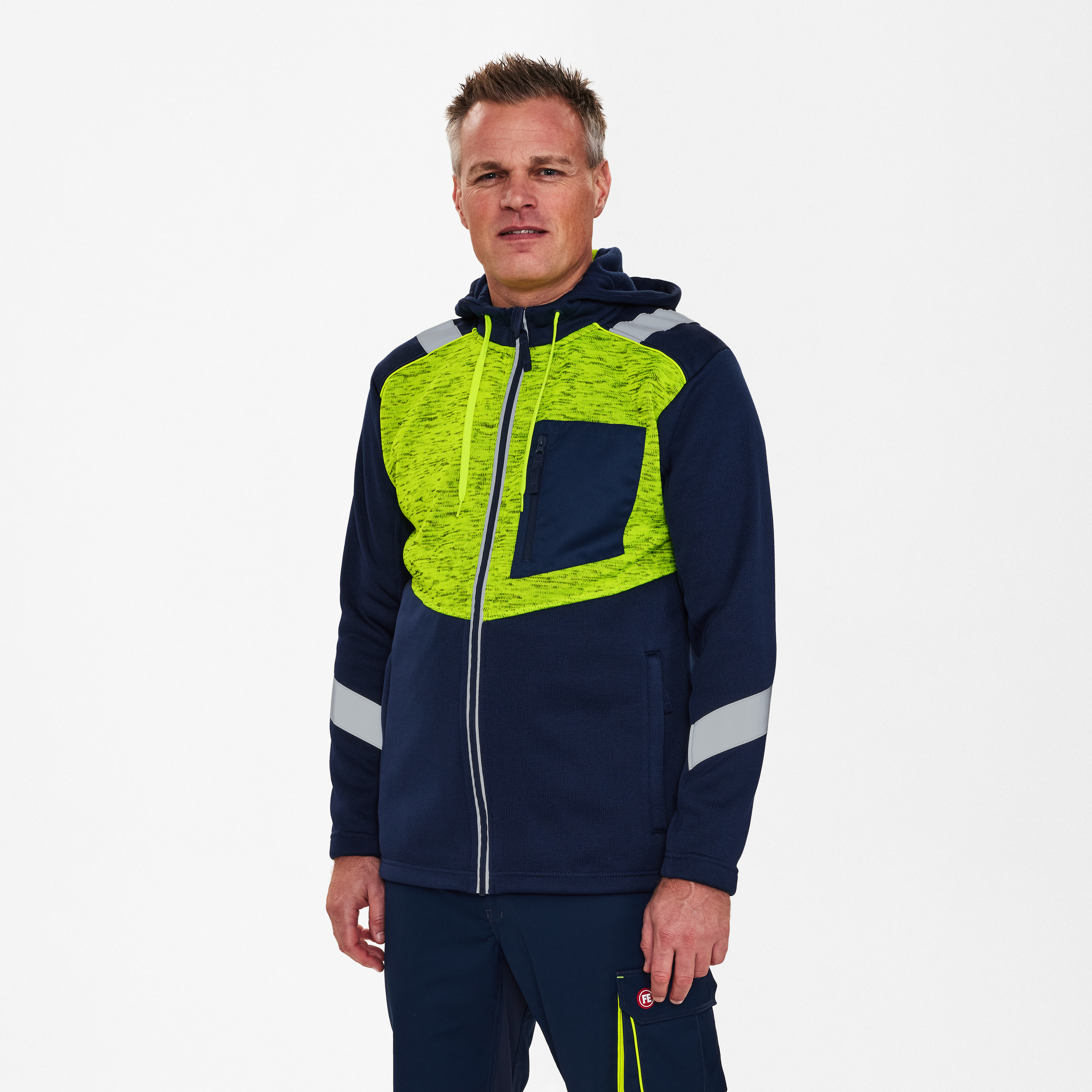 Engel Workwear Cargo strik cardigan - Blue Ink/Gul [16538] / XS