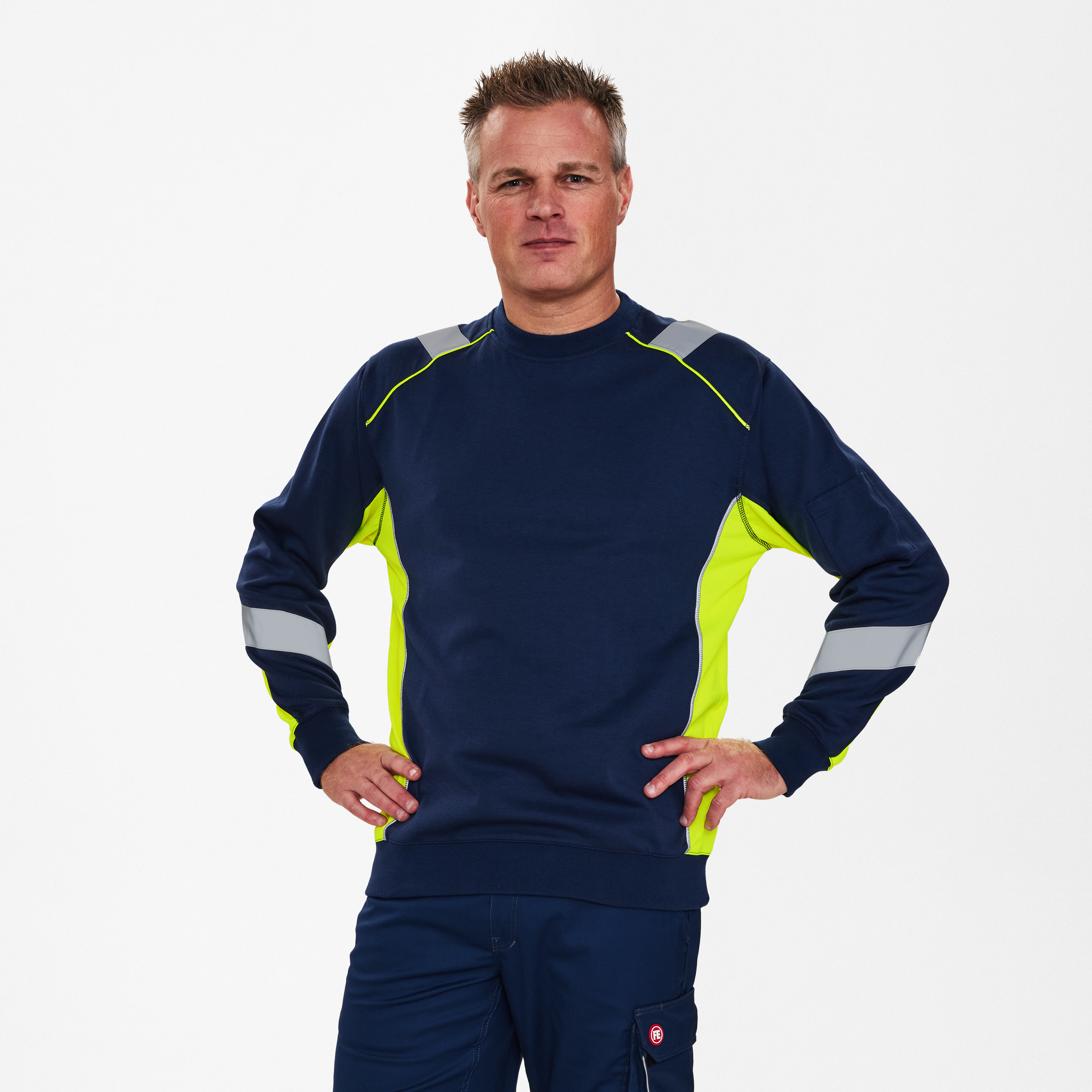 Engel Workwear Cargo sweatshirt - Blue Ink/Gul [16538] / XS