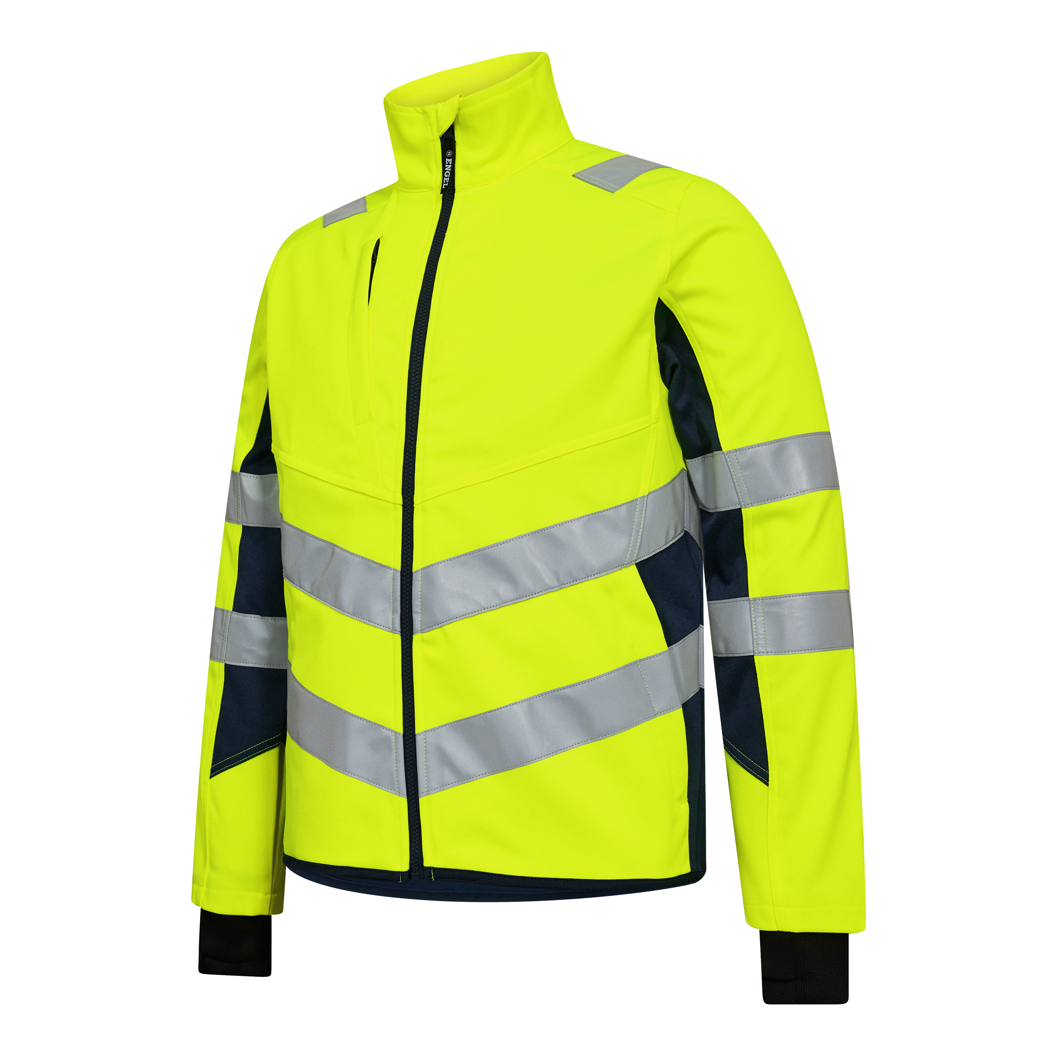 Engel Workwear Safety arbejdsjakke med 2-vejs stræk - Gul/Blue Ink [38165] / XS