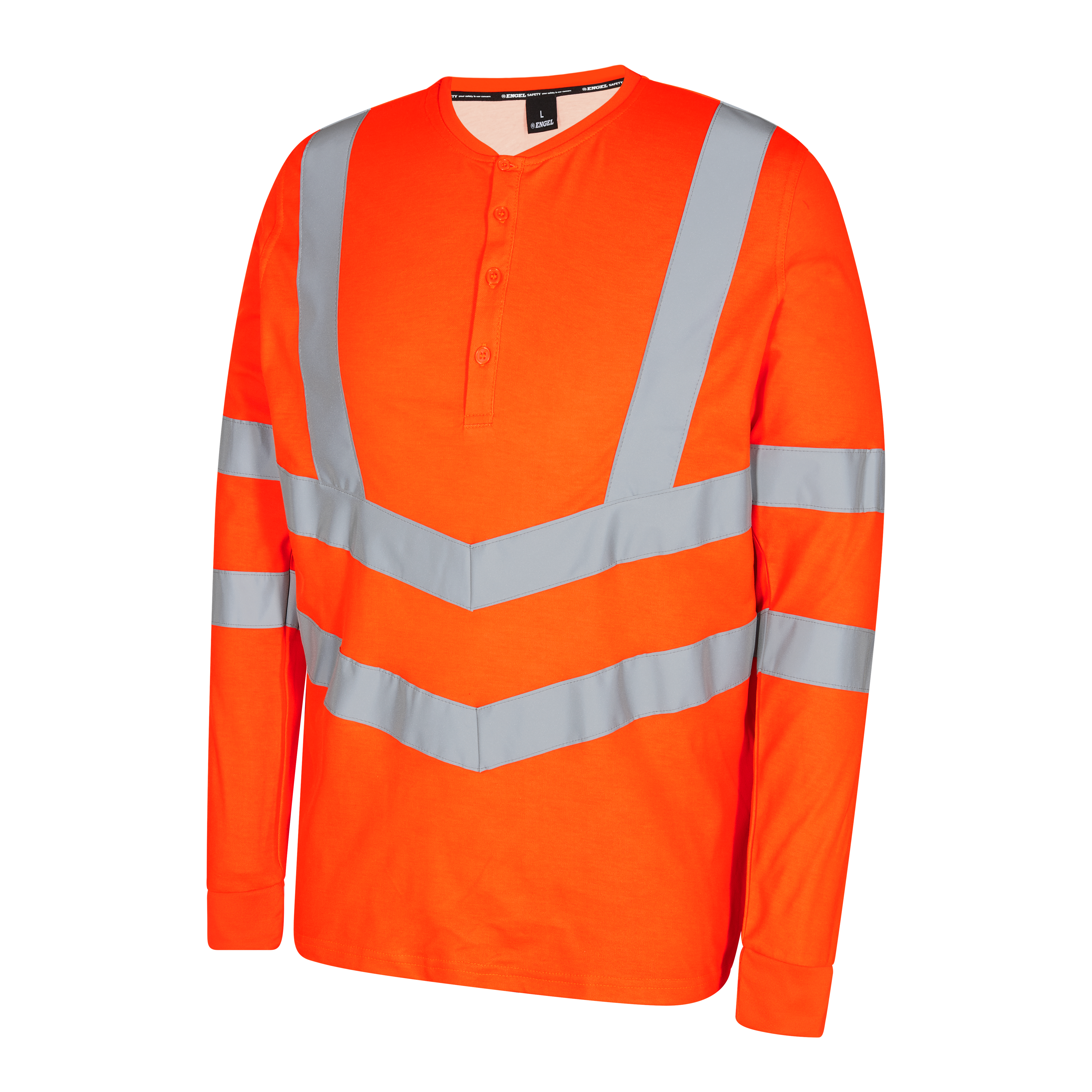 Engel Workwear Safety Grandad langærmet T-shirt - Hi-vis Orange [10] / XS