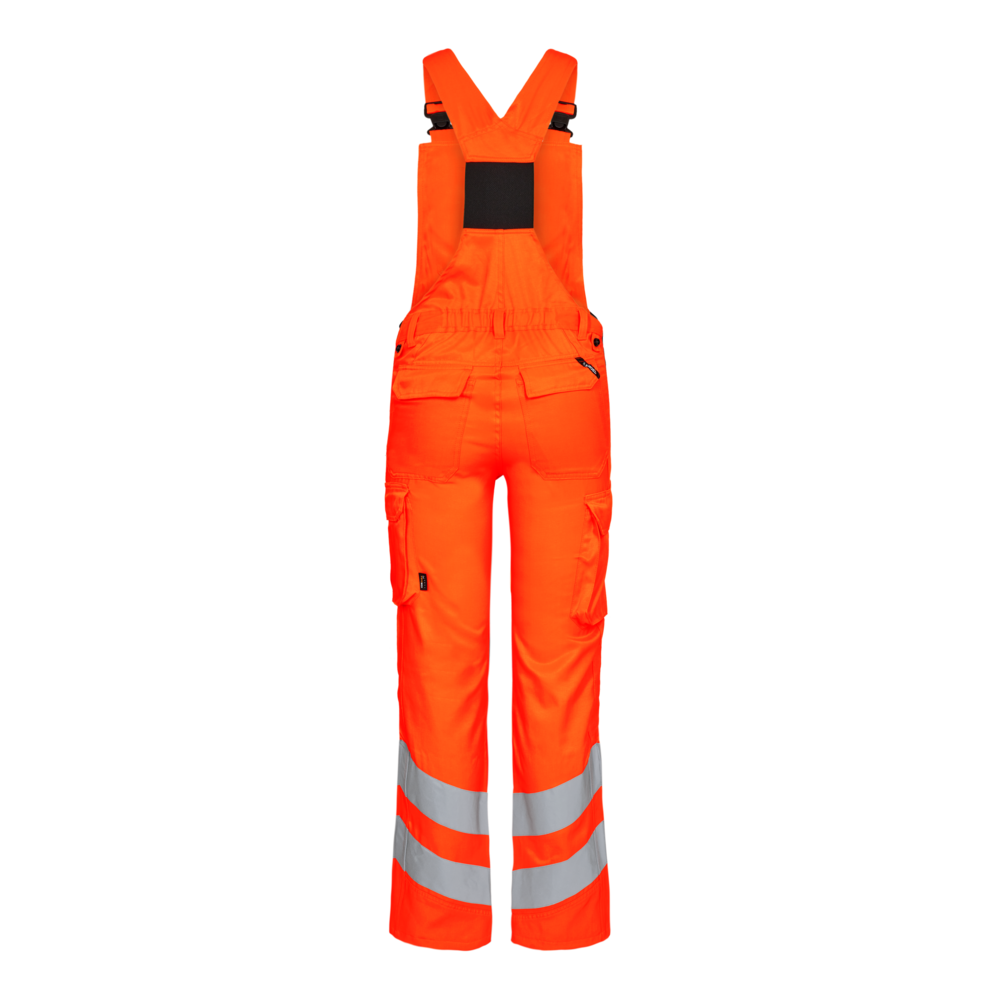 SAFETY Light Damen Latzhose – Warnorange (Rücken)