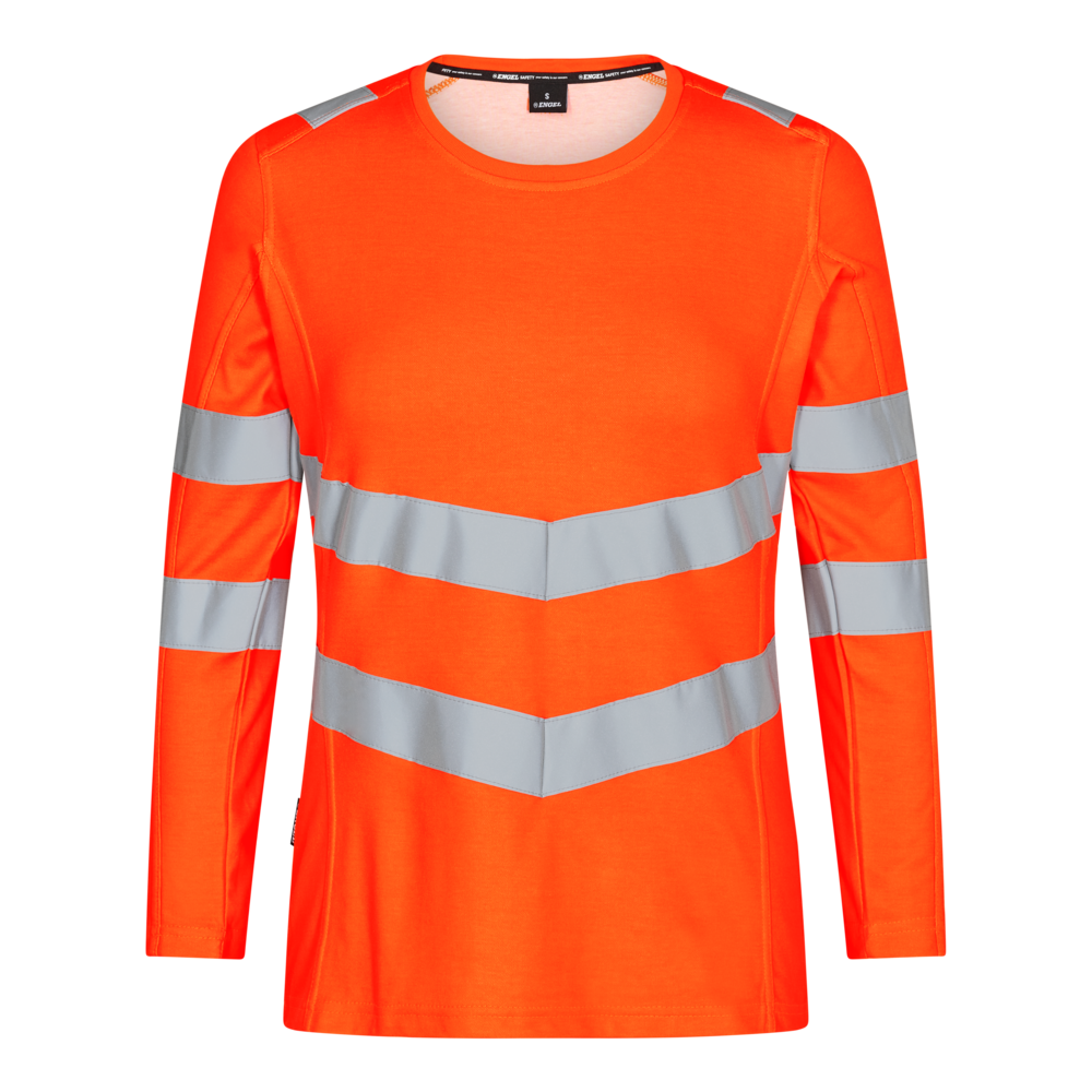 SAFETY Damen langarm-Shirt – Warnorange (Front)