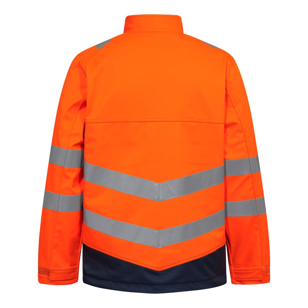 SAFETY+ Softshelljacke – Orange / Blue ink (Rücken)