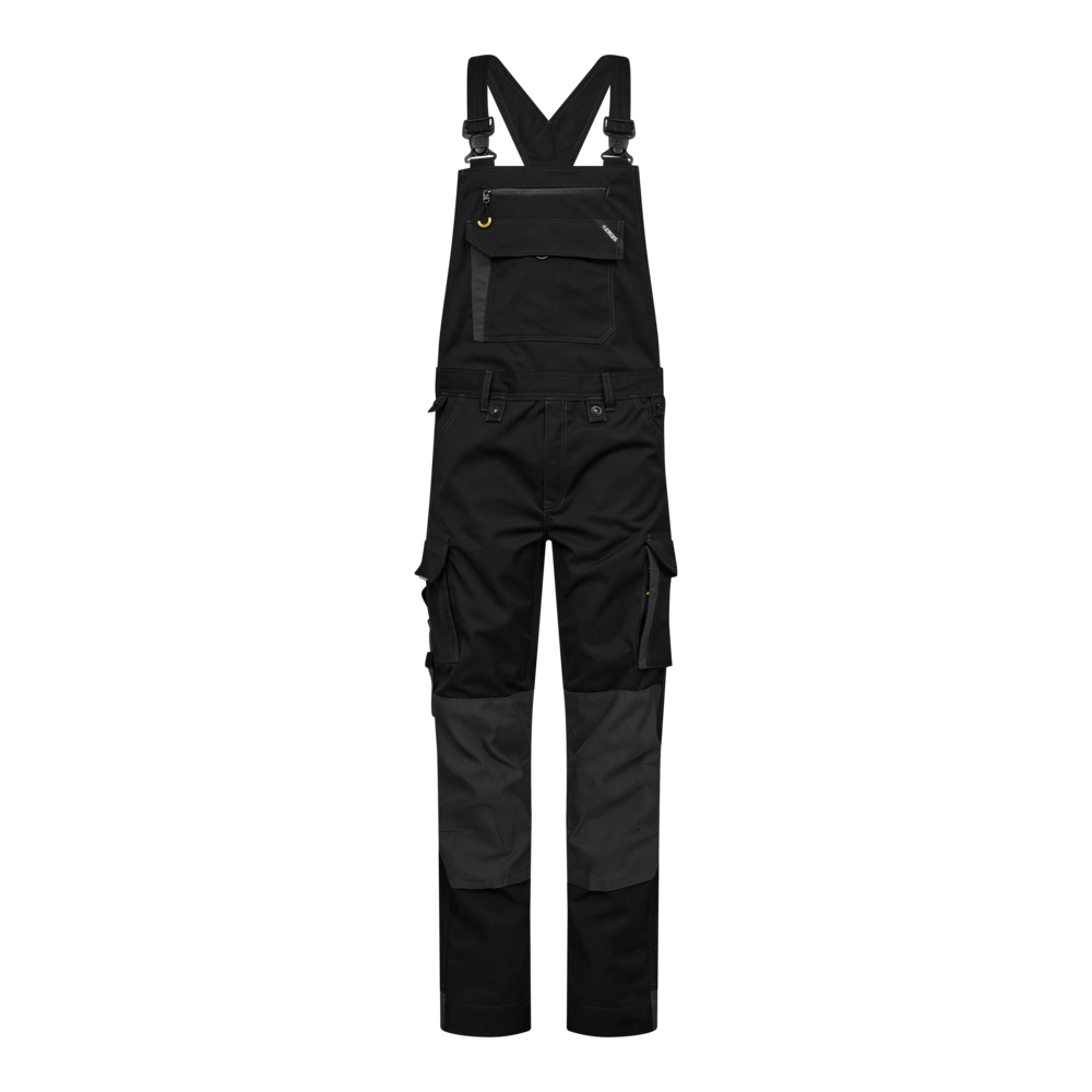 X-TREME Latzhose mit Stretch – Schwarz / Anthrazit Grau (Front)