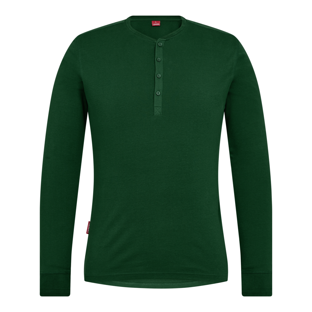 EXTEND Grandad langarm-Shirt – Grün (Front)