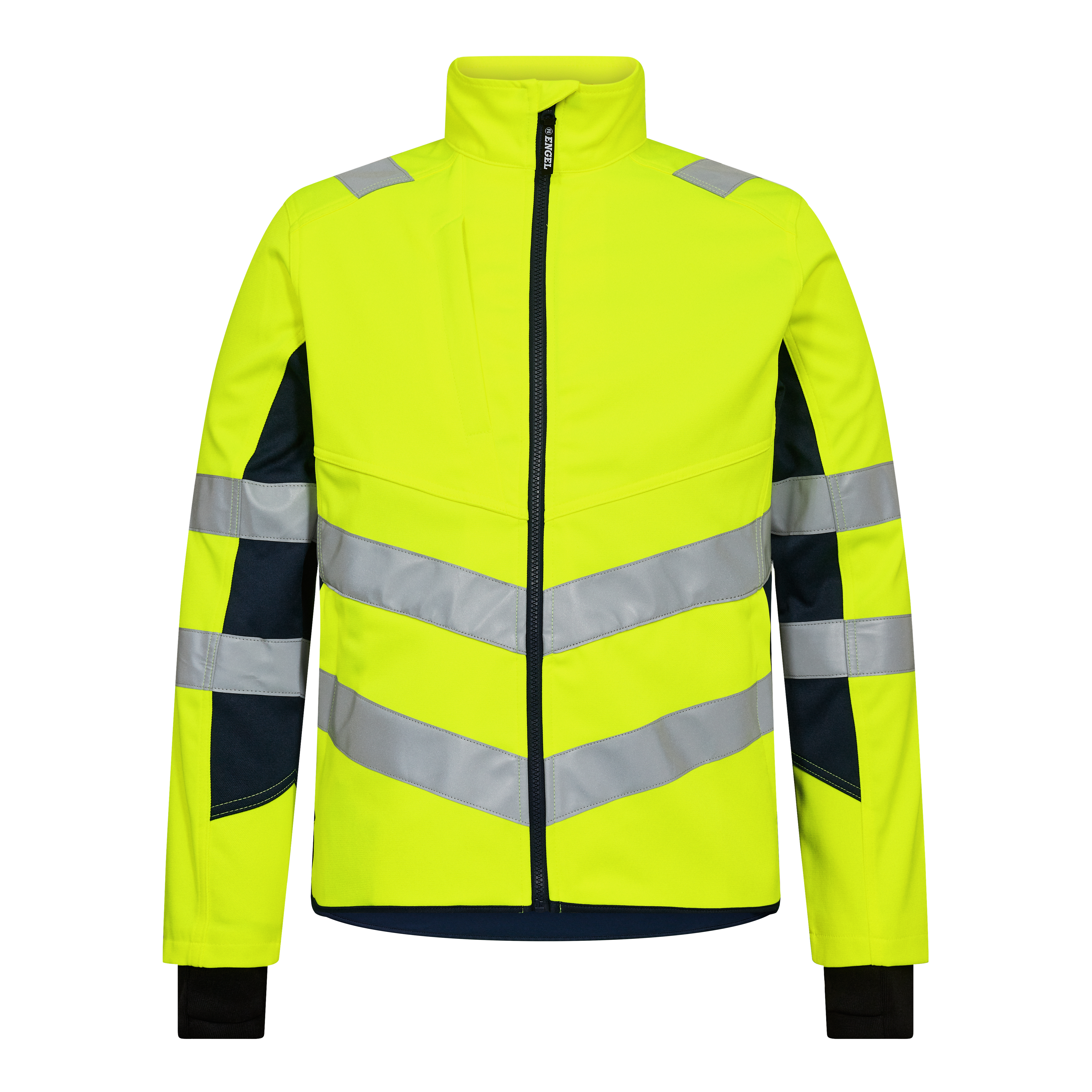 Engel Workwear Safety arbejdsjakke med 2-vejs stræk - Gul/Blue Ink [38165] / XS