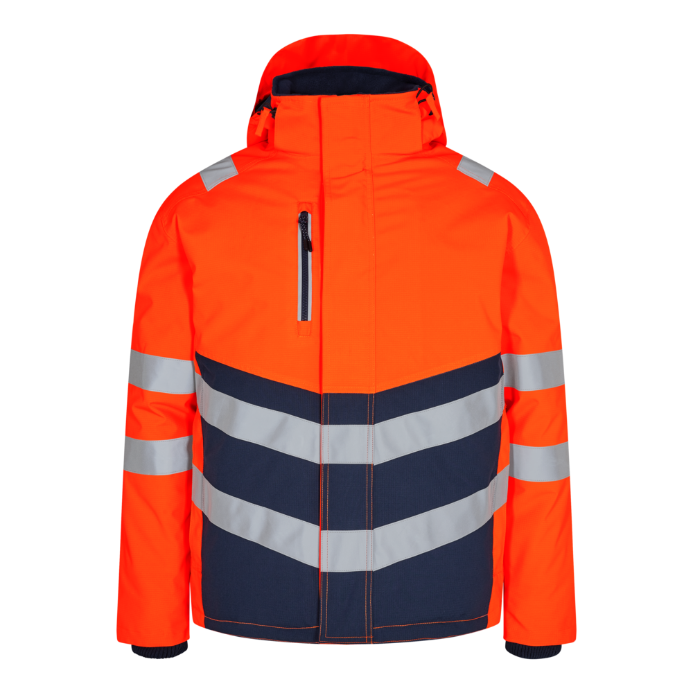 SAFETY Winterjacke – Orange / Blue ink (Front)