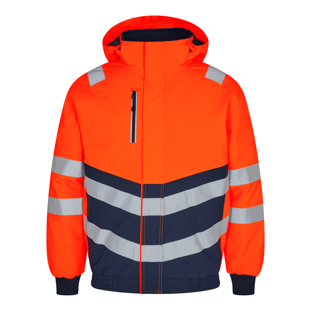 SAFETY Pilotjacke – Orange / Blue ink (Front)