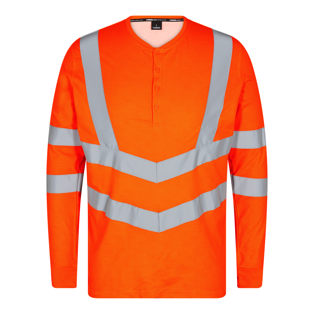 SAFETY Grandad langarm-Shirt – Warnorange (Front)