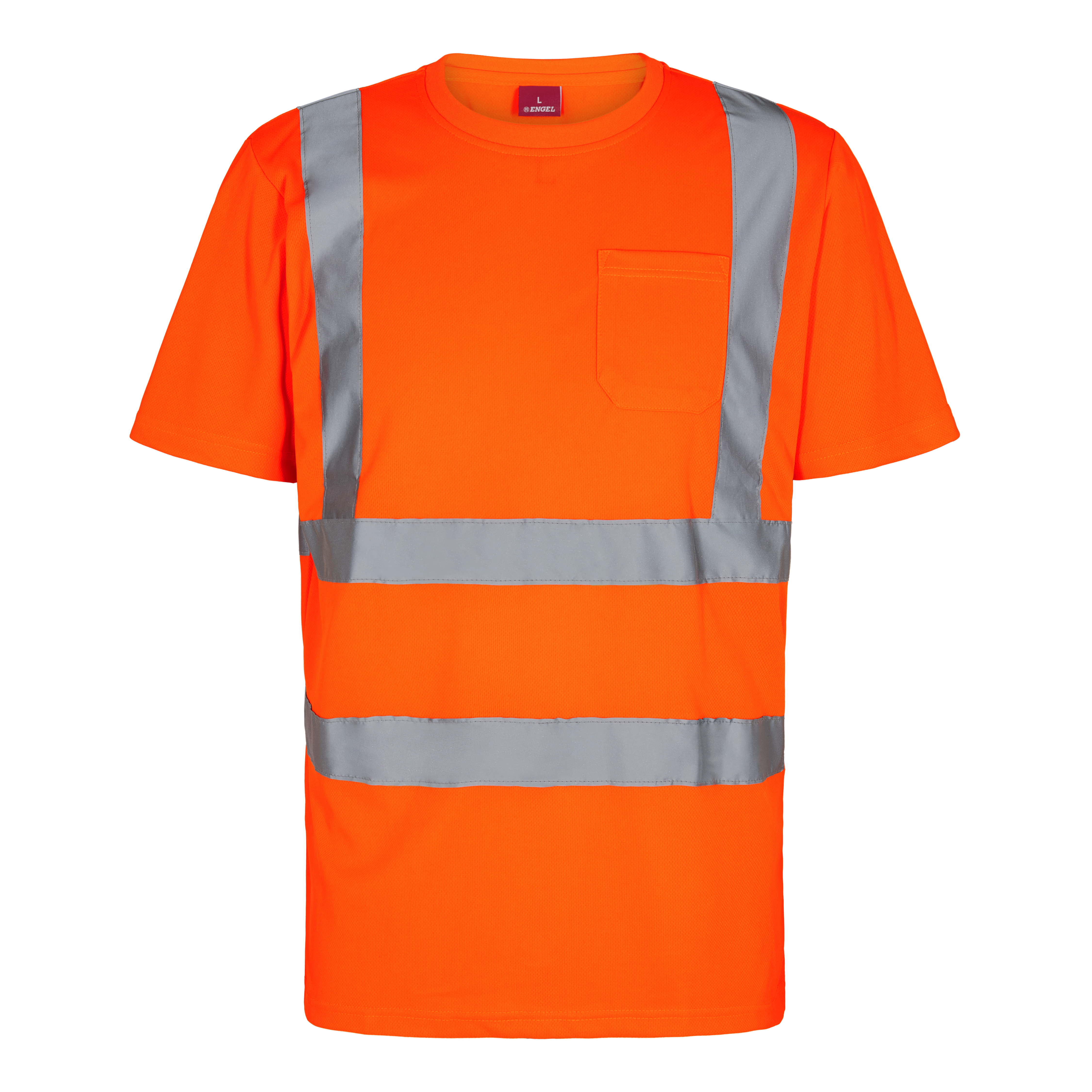 Engel Workwear Safety T-shirt med brystlomme - Hi-vis Orange [10] / XS