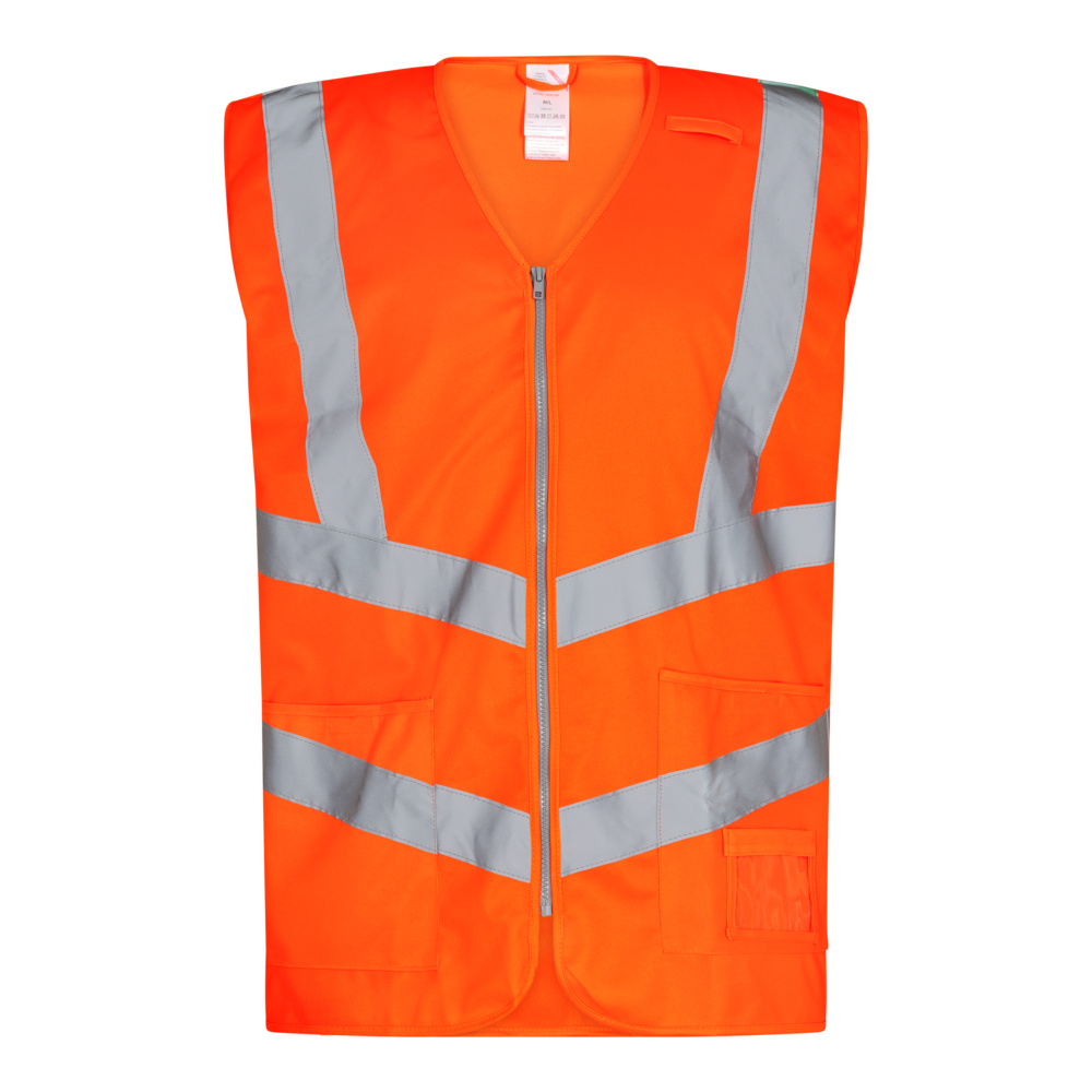 SAFETY Weste mit Reißverschluss – Warnorange (Front)