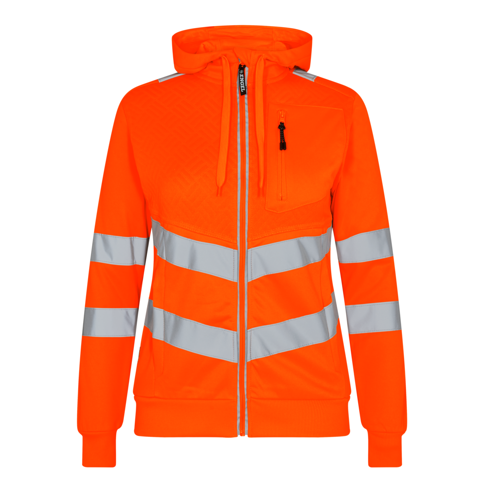 SAFETY Damen Sweatcardigan – Warnorange (Front)