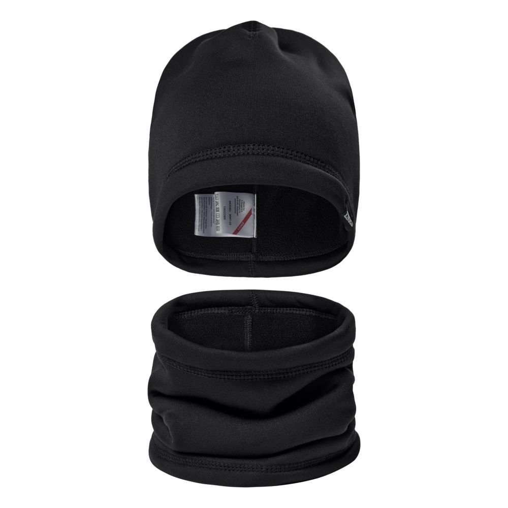 Beanie- und Halswärmer-Set – Schwarz (Front)