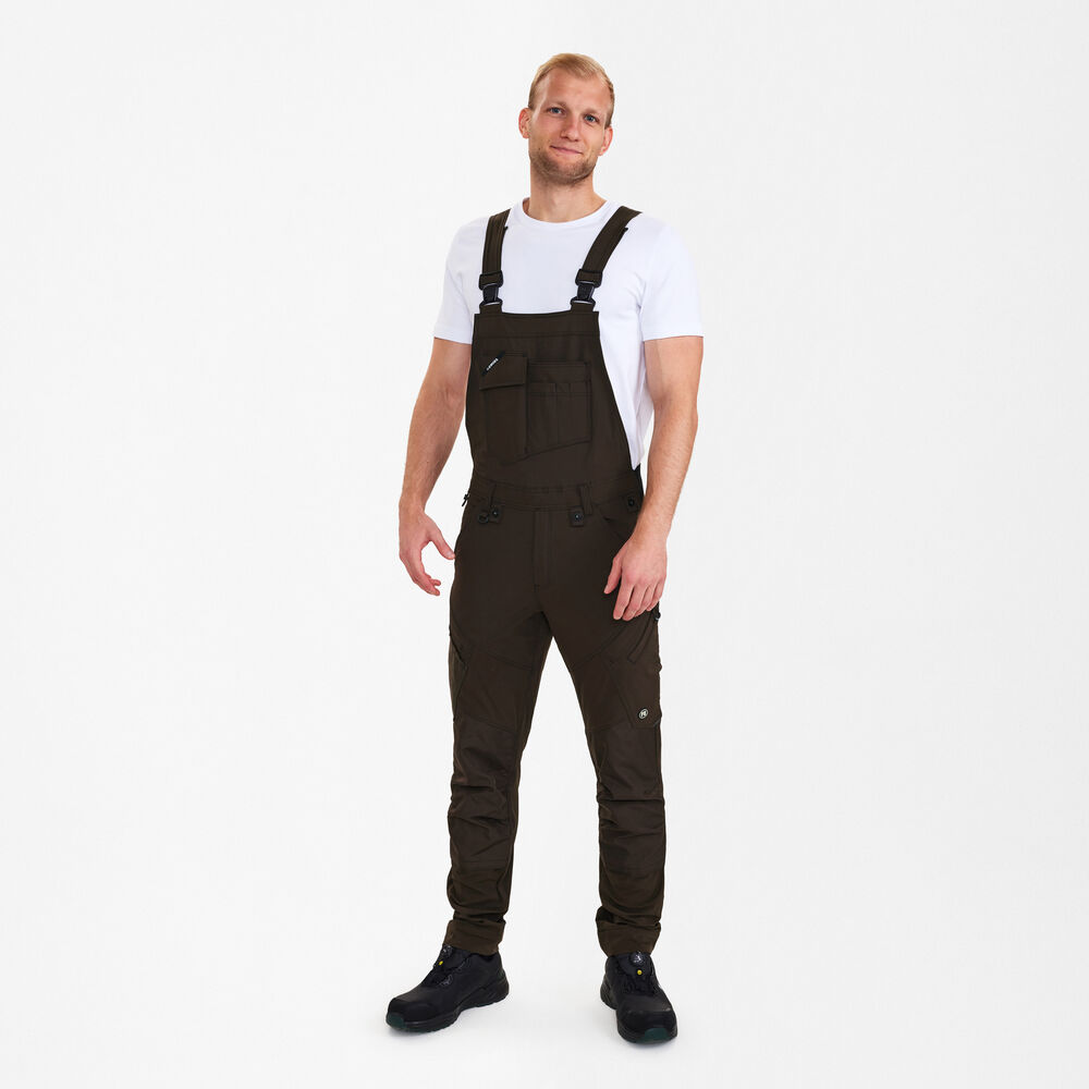 Raztegljive hlače z oprsnikom s 4-smernim stretch materialom – Mocha Brown