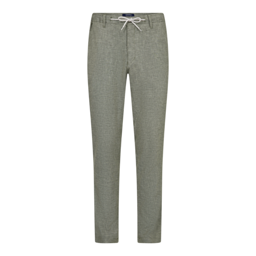 Linen Trousers in Relaxed fit with elastic in waist - Green