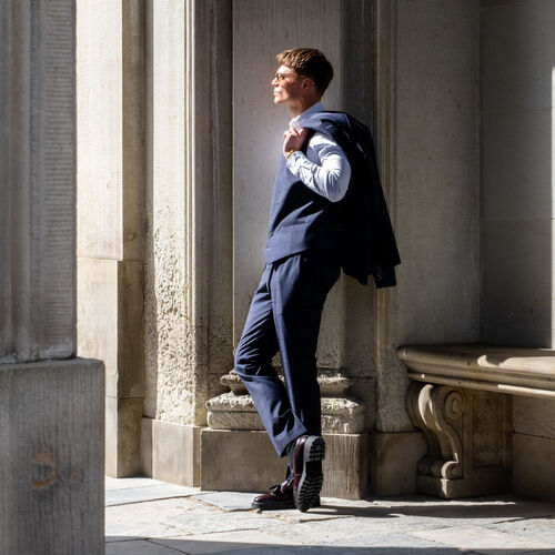 Wool Trousers i Fitted Fit - Navy