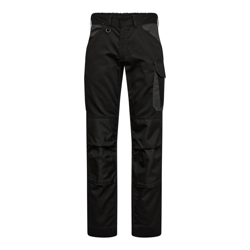 VENTURE Arbeitshosen mit verdeckte Knopfleiste – Schwarz / Anthrazit Grau (Front)