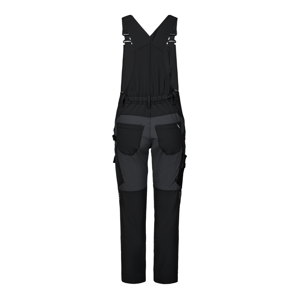 ENTIRE Damen Latzhose mit 4-Wege-Stretch – Schwarz / Anthrazit Grau (Rücken)