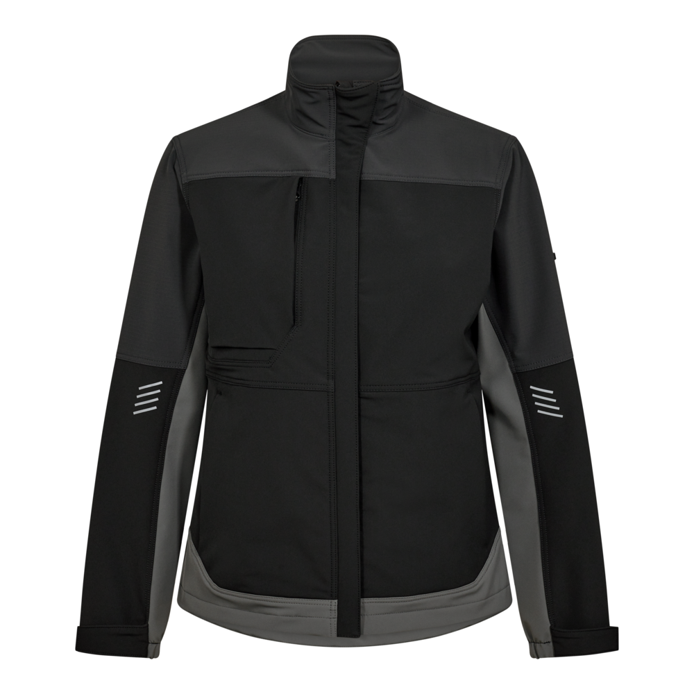 ENTIRE Damen Arbeitsjacke mit 4-Wege-Stretch – Schwarz / Anthrazit Grau (Front)