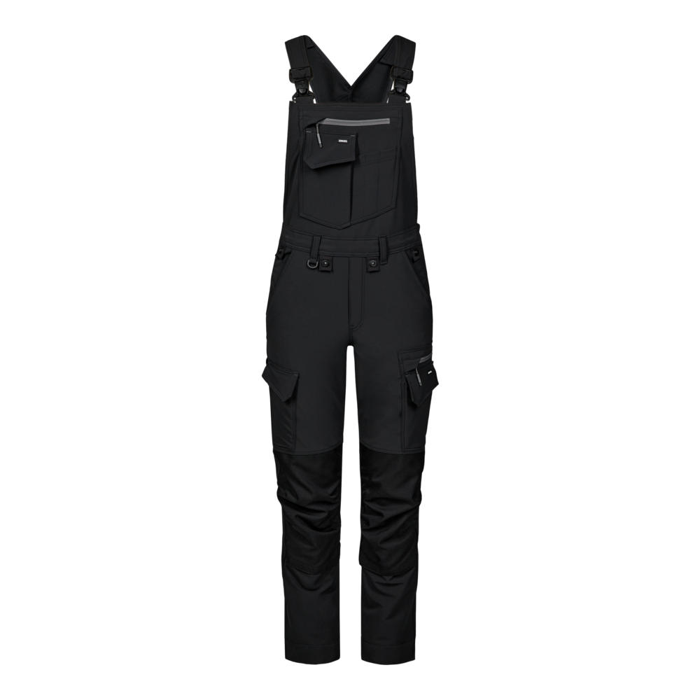 ENTIRE Damen Latzhose mit 4-Wege-Stretch – Schwarz / Anthrazit Grau (Front)
