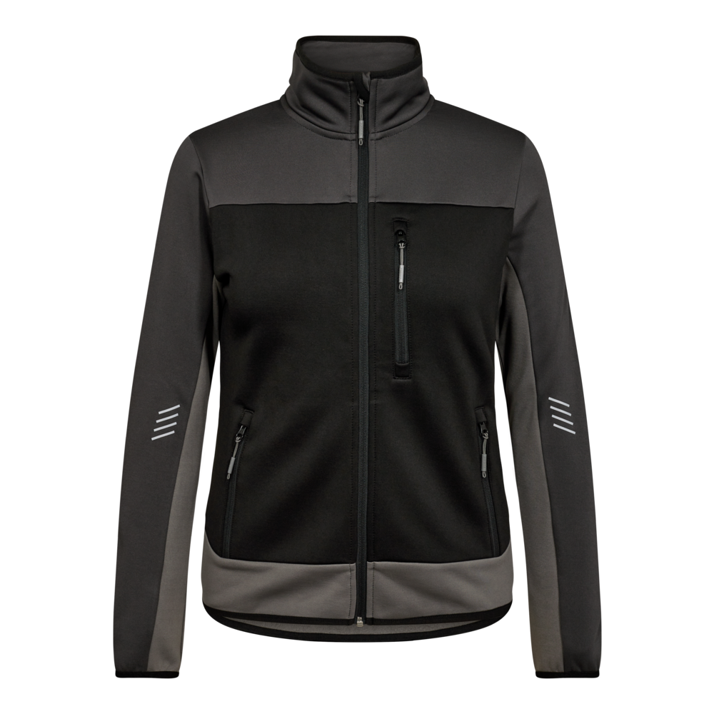 ENTIRE Damen Midlayer-Cardigan – Schwarz / Anthrazit Grau (Front)