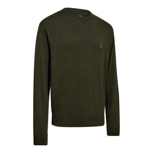Harrington Strickpullover mit Rundhalsausschnitt - Forest Ember Melange