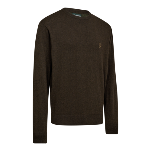 Harrington Strickpullover mit Rundhalsausschnitt - Brown Melange