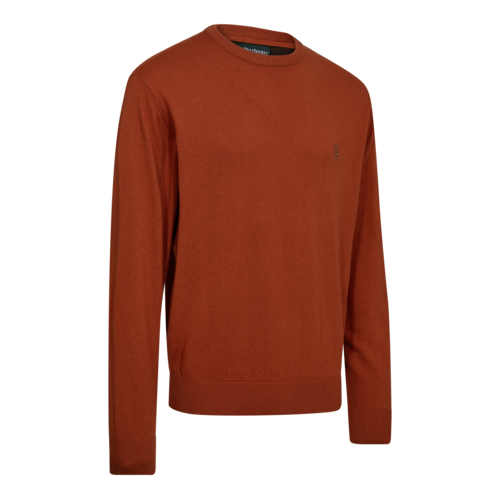 Harrington Strickpullover mit Rundhalsausschnitt - Oak Rust Melange