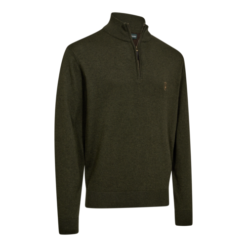 Harrington 1/2-Zip Strickpullover - Forest Ember Melange