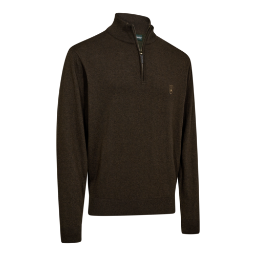 Harrington 1/2-Zip Strickpullover - Brown Melange