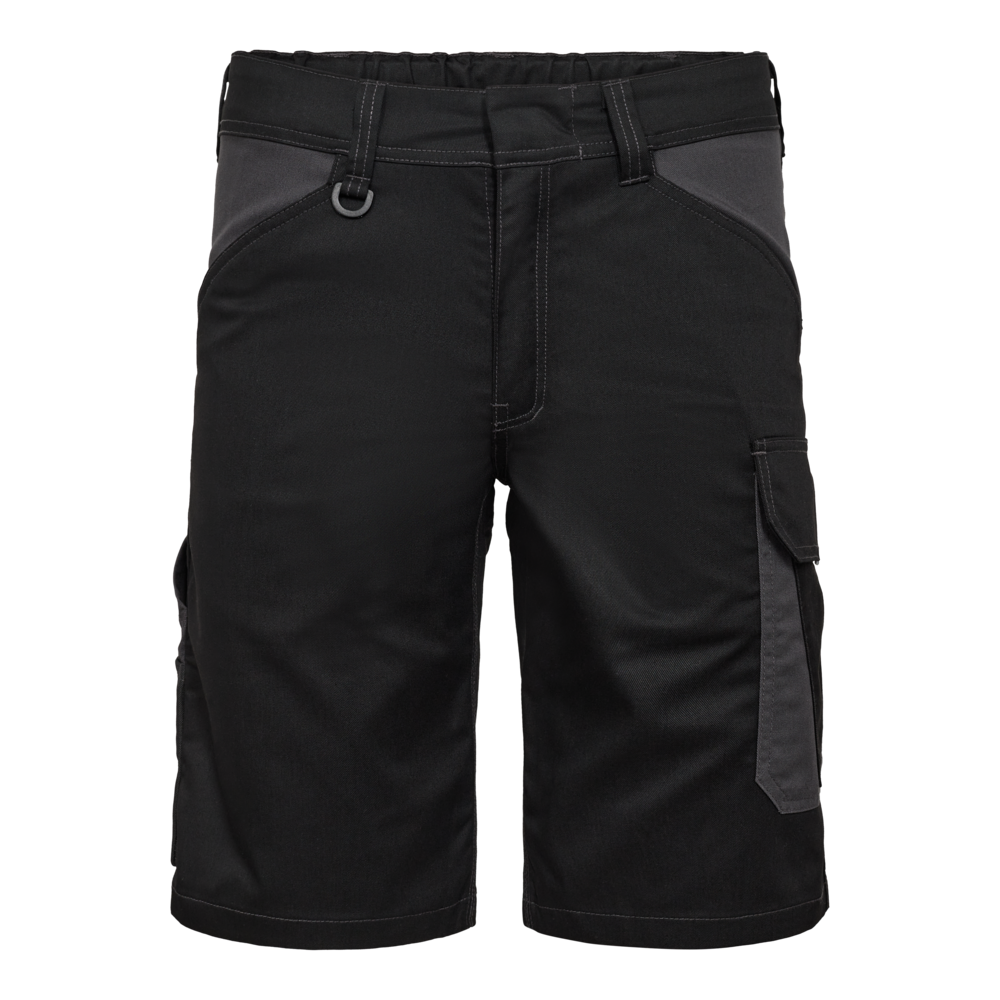 VENTURE Arbeitsshorts mit verdeckte Knopfleiste – Schwarz / Anthrazit Grau (Front)