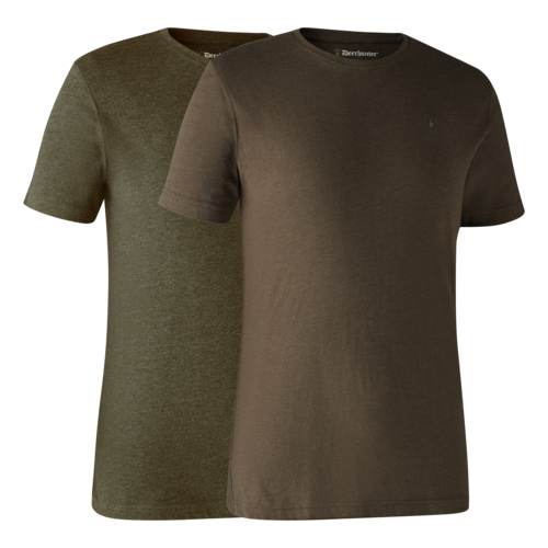 Basic 2-pack T-Shirt - Adventure Green mel/Brown Leaf mel.