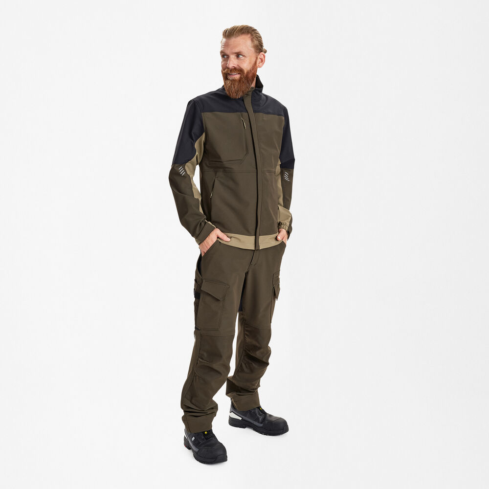 Entire Work Jacket with 4-way stretch - Forest Green / Black, | Workwear