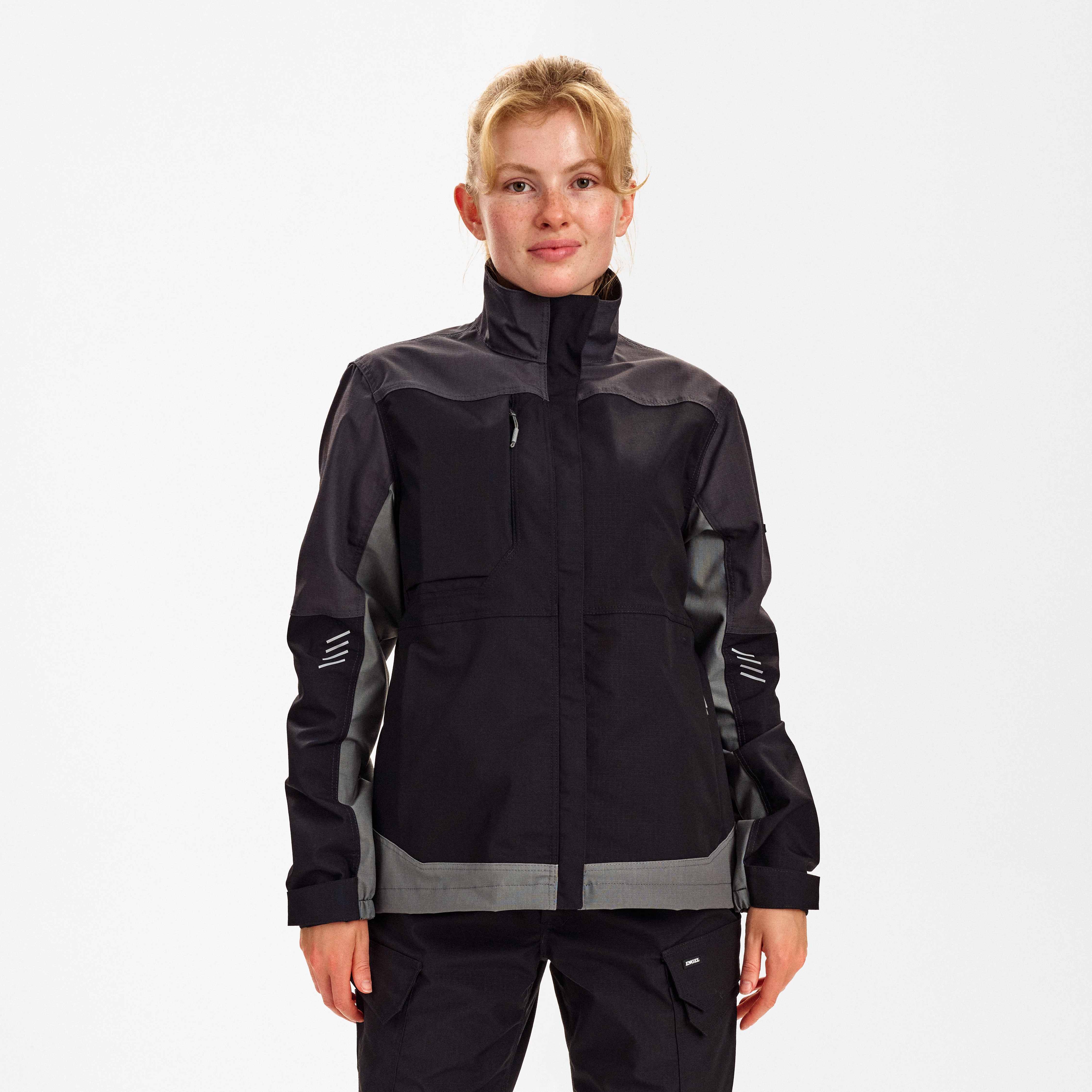 Engel Workwear Entire dame arbejdsjakke med 2-vejs stræk - Sort/Antrazitgrå [2079] / XS