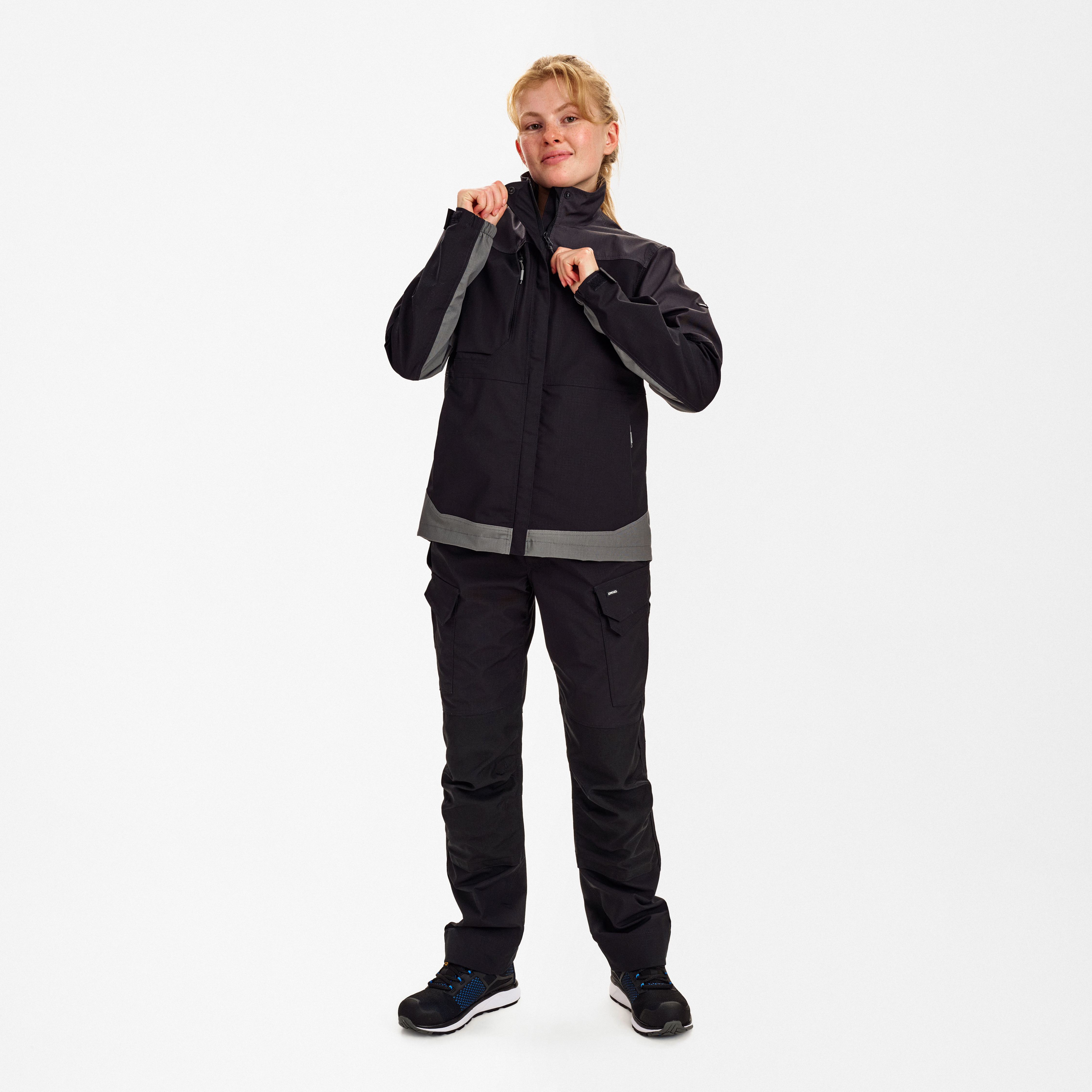 Engel Workwear Entire dame arbejdsjakke med 2-vejs stræk - Sort/Antrazitgrå [2079] / XS