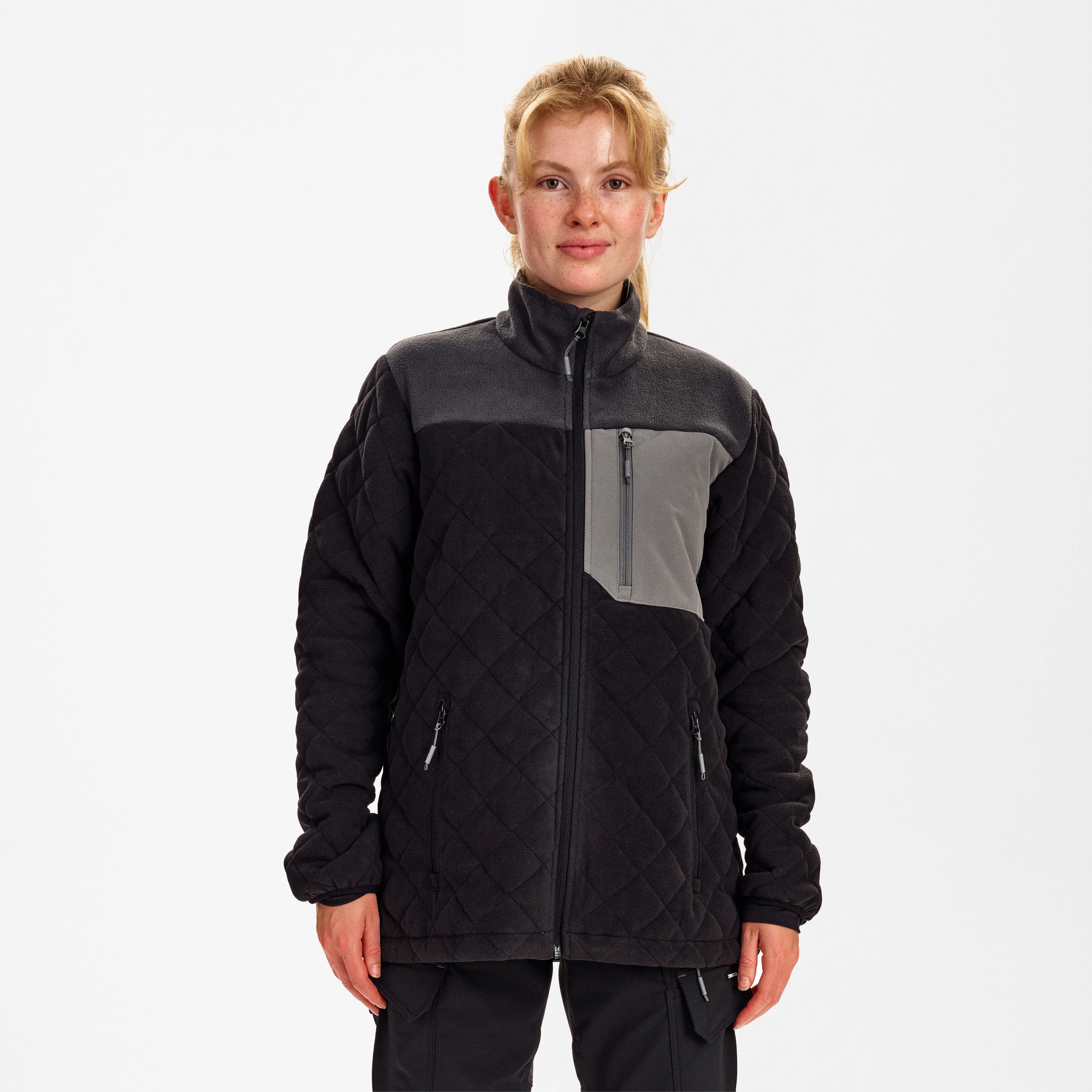 Engel Workwear Entire dame quiltet fleecejakke - Sort/Antrazitgrå [2079] / XS