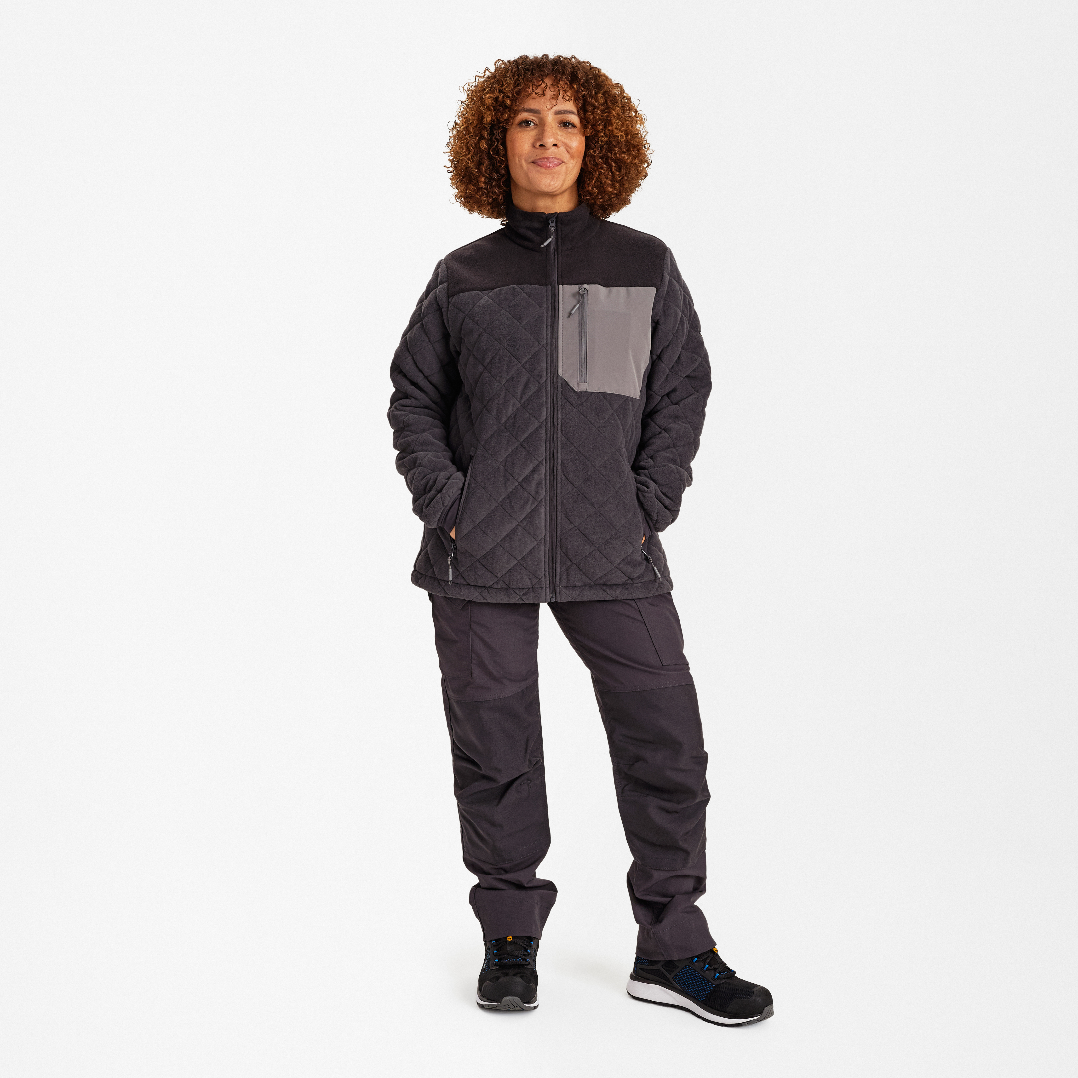 Engel Workwear Entire dame quiltet fleecejakke - Antrazitgrå/Sort [7920] / XS