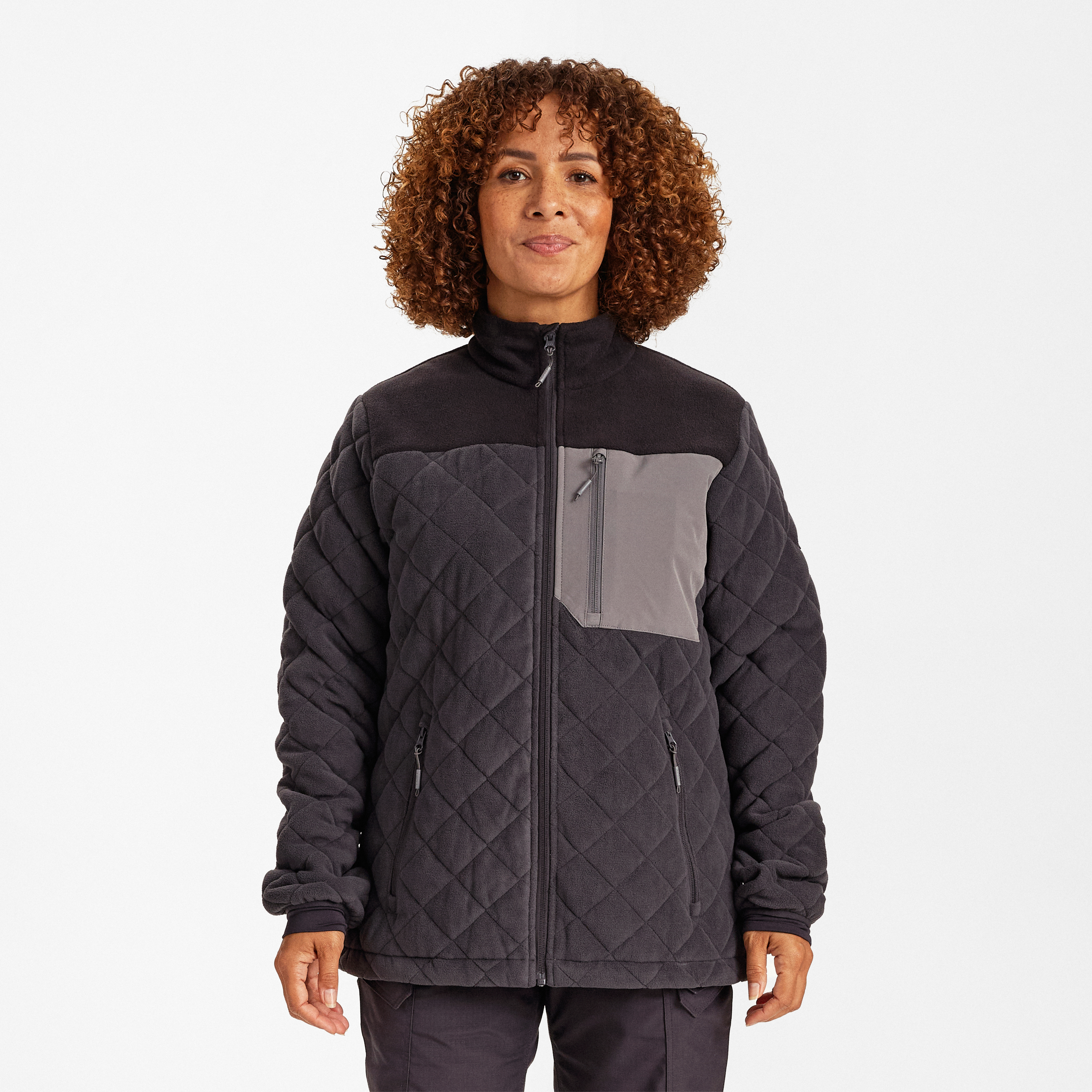 Engel Workwear Entire dame quiltet fleecejakke - Antrazitgrå/Sort [7920] / XS