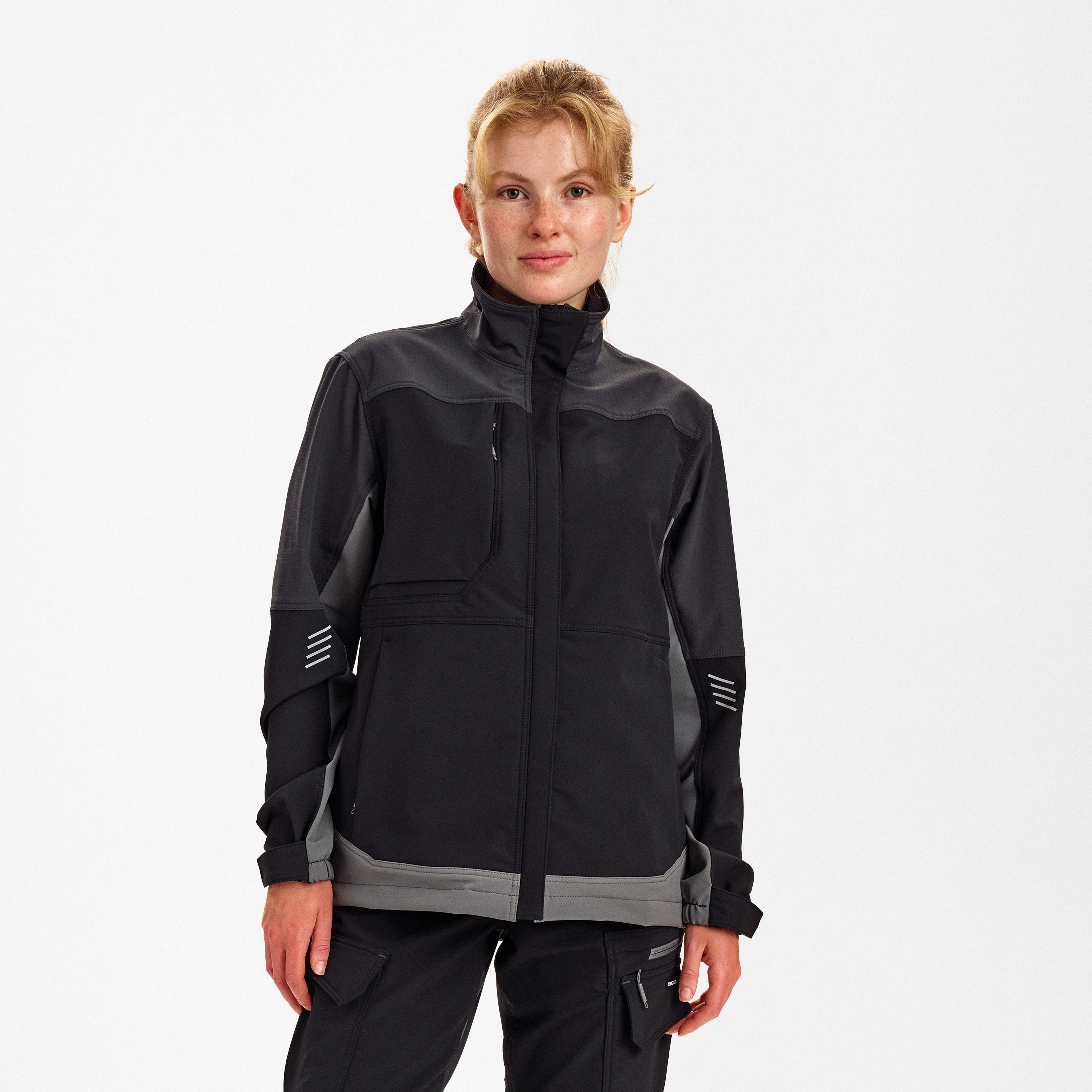 Engel Workwear Entire dame arbejdsjakke med 4-vejs stræk - Sort/Antrazitgrå [2079] / XS