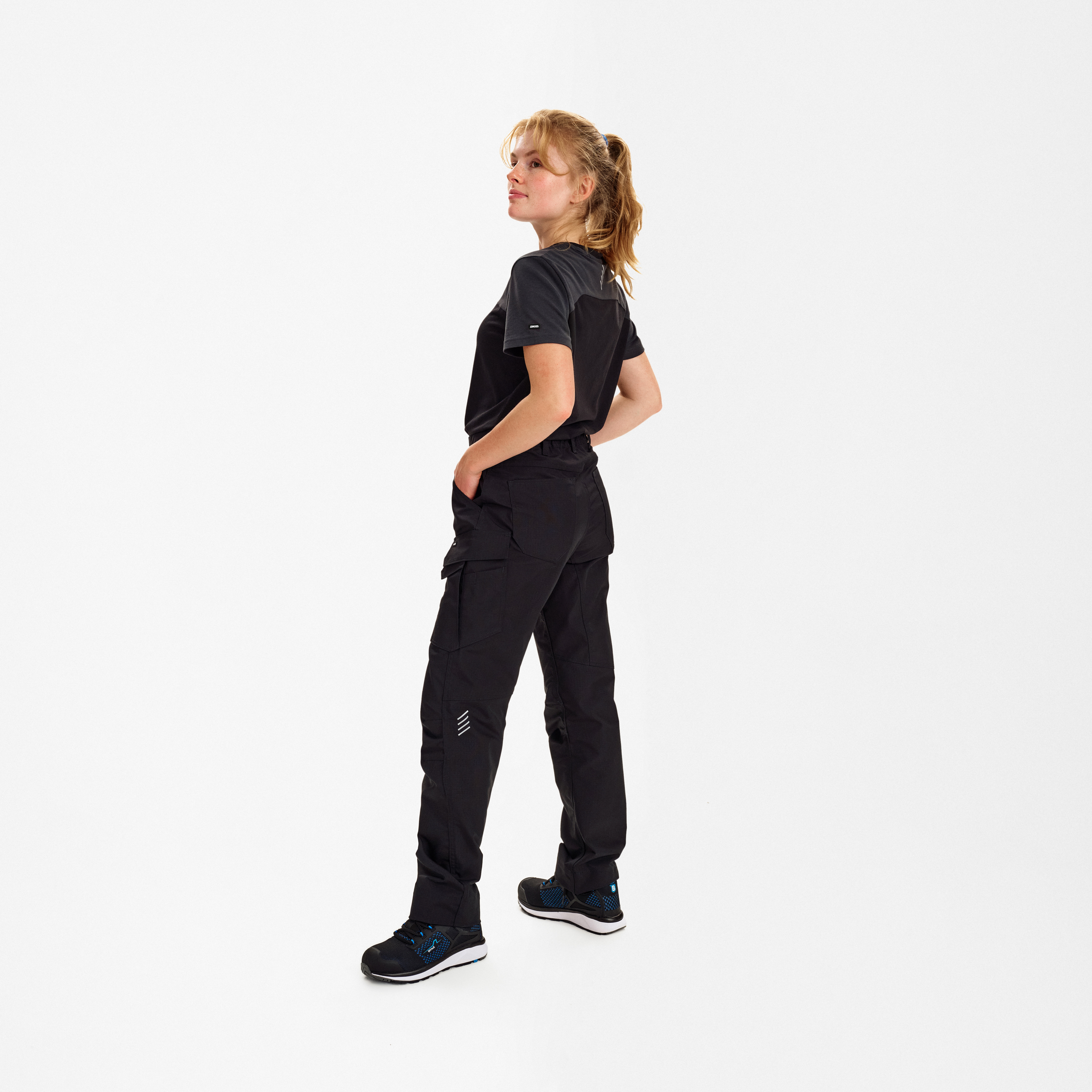 Engel Workwear Entire dame servicebukser med 2-vejs stræk - Sort [20] / 34