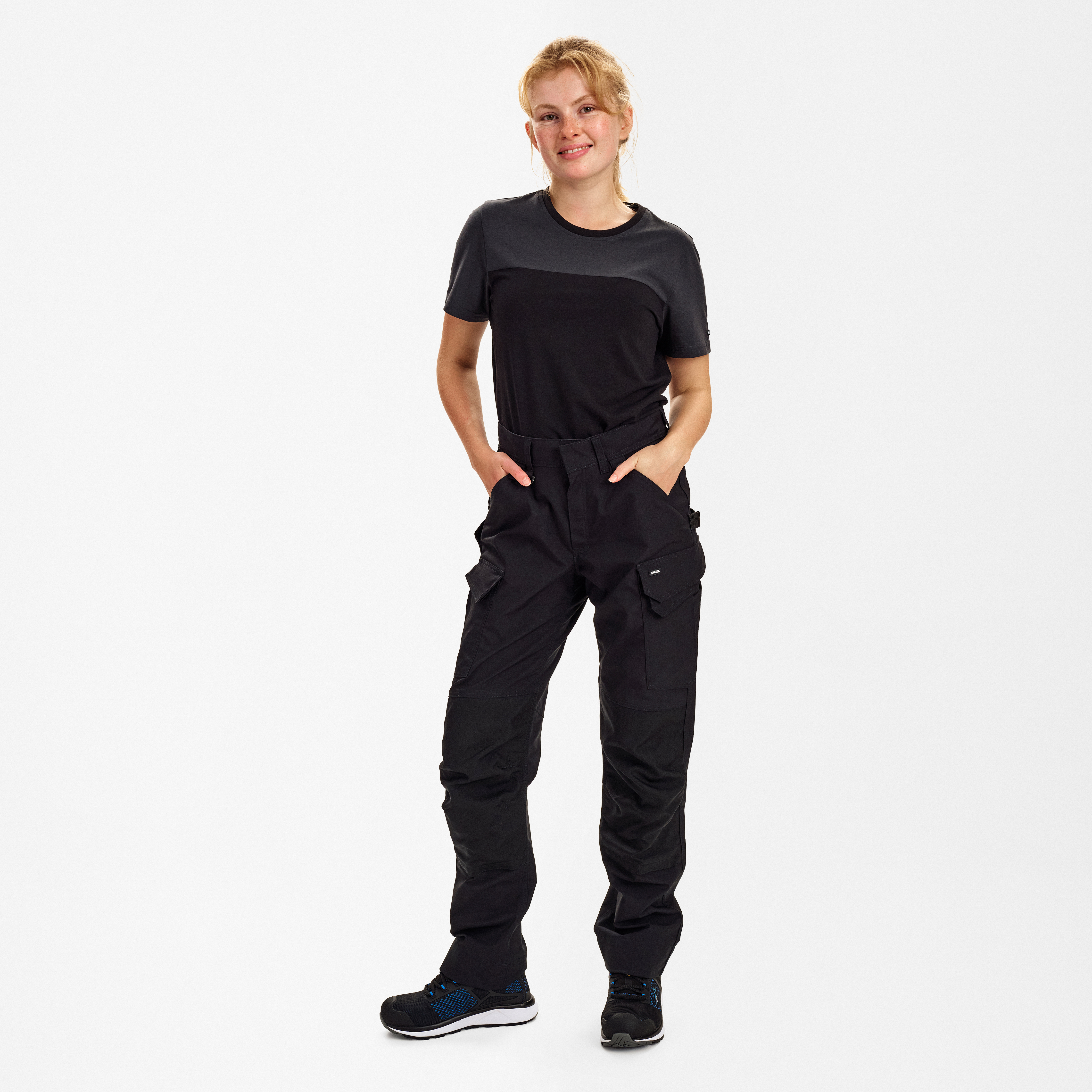 Engel Workwear Entire dame arbejdsbukser med 2-vejs stræk - Sort [20] / 34