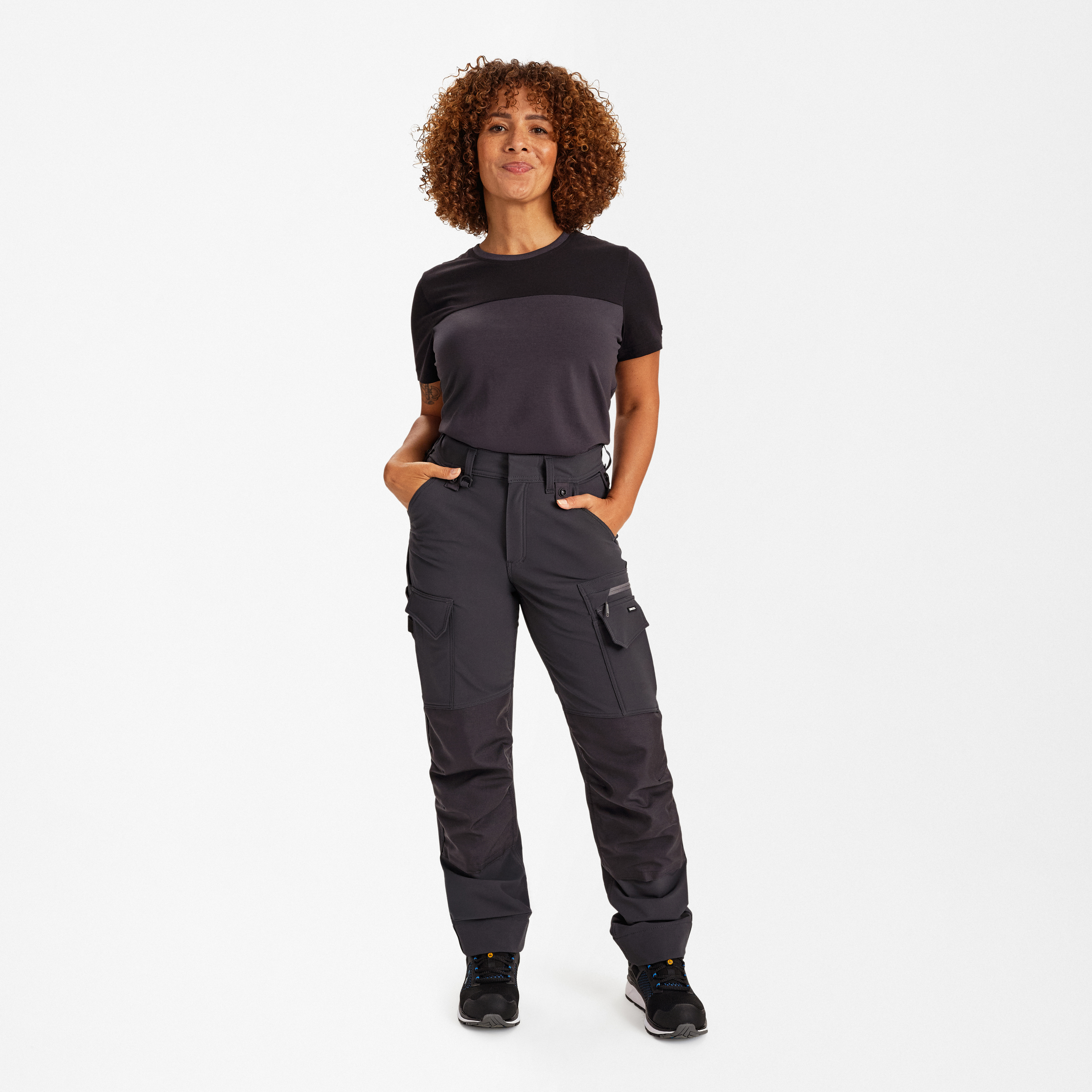 Engel Workwear Entire dame arbejdsbukser med 4-vejs stræk - Antrazitgrå/Sort [7920] / 34