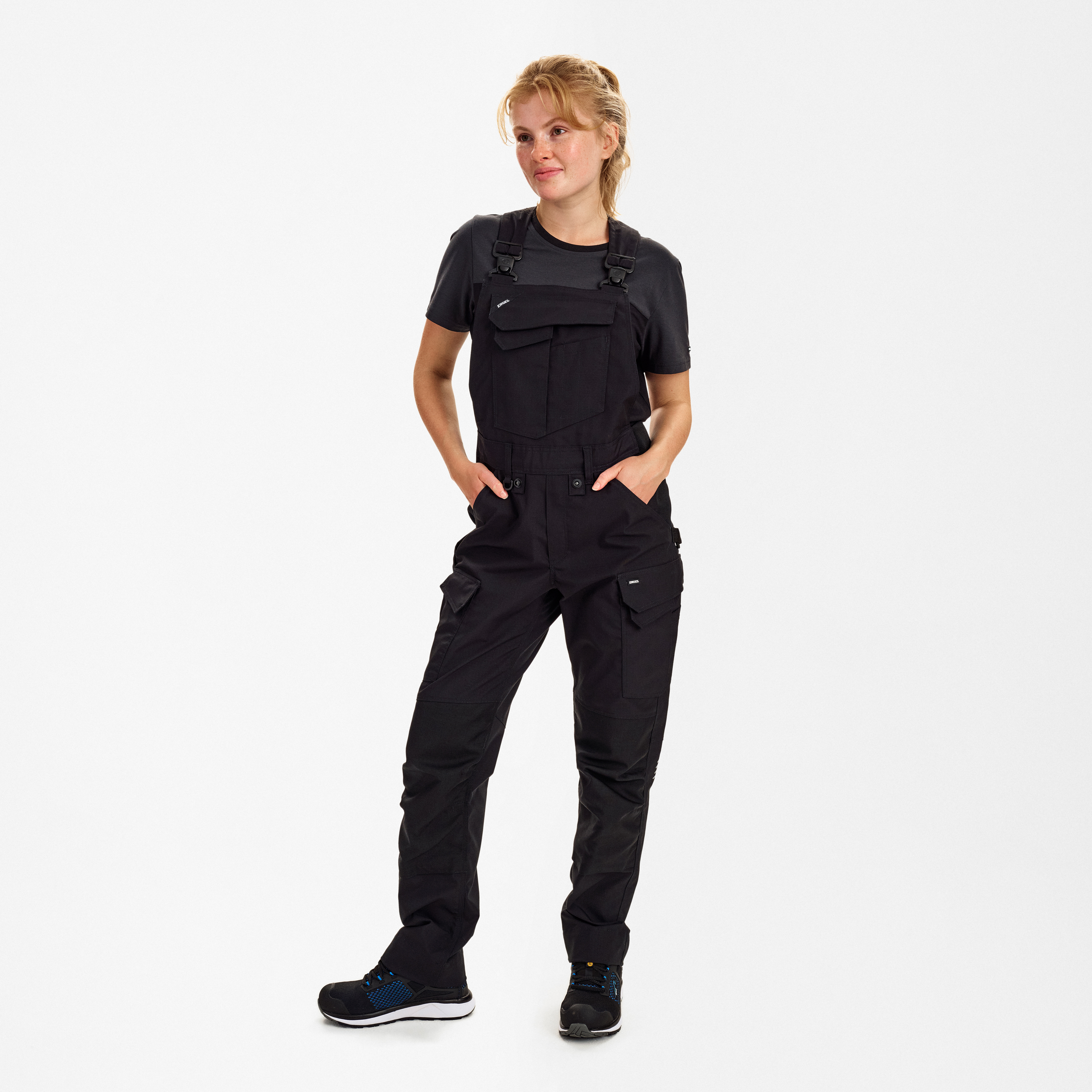 Engel Workwear Entire dame overall med 2-vejs stræk - Sort [20] / 34