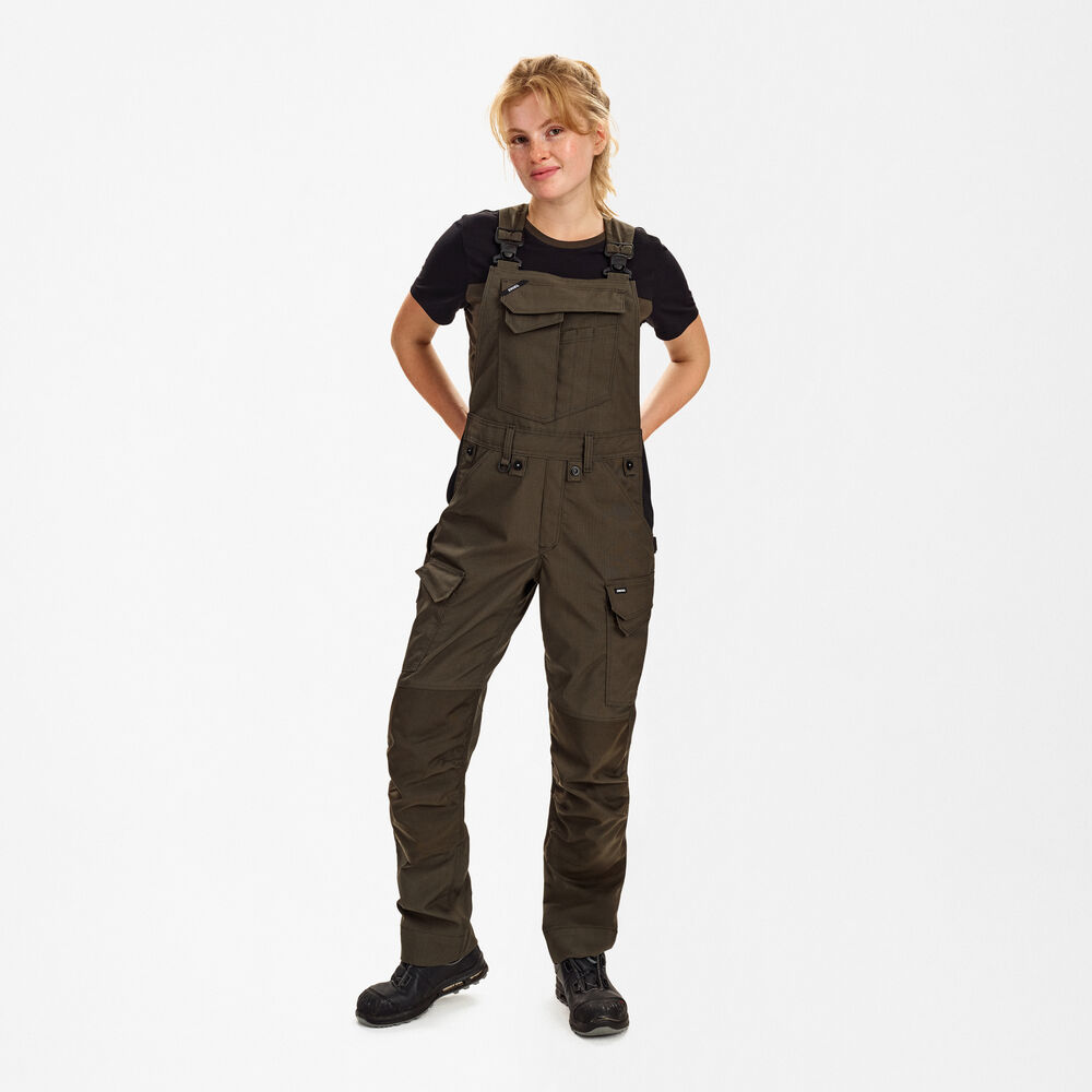 Ženske hlače z oprsnikom z 2-smernim stretch materialom – Forest Green