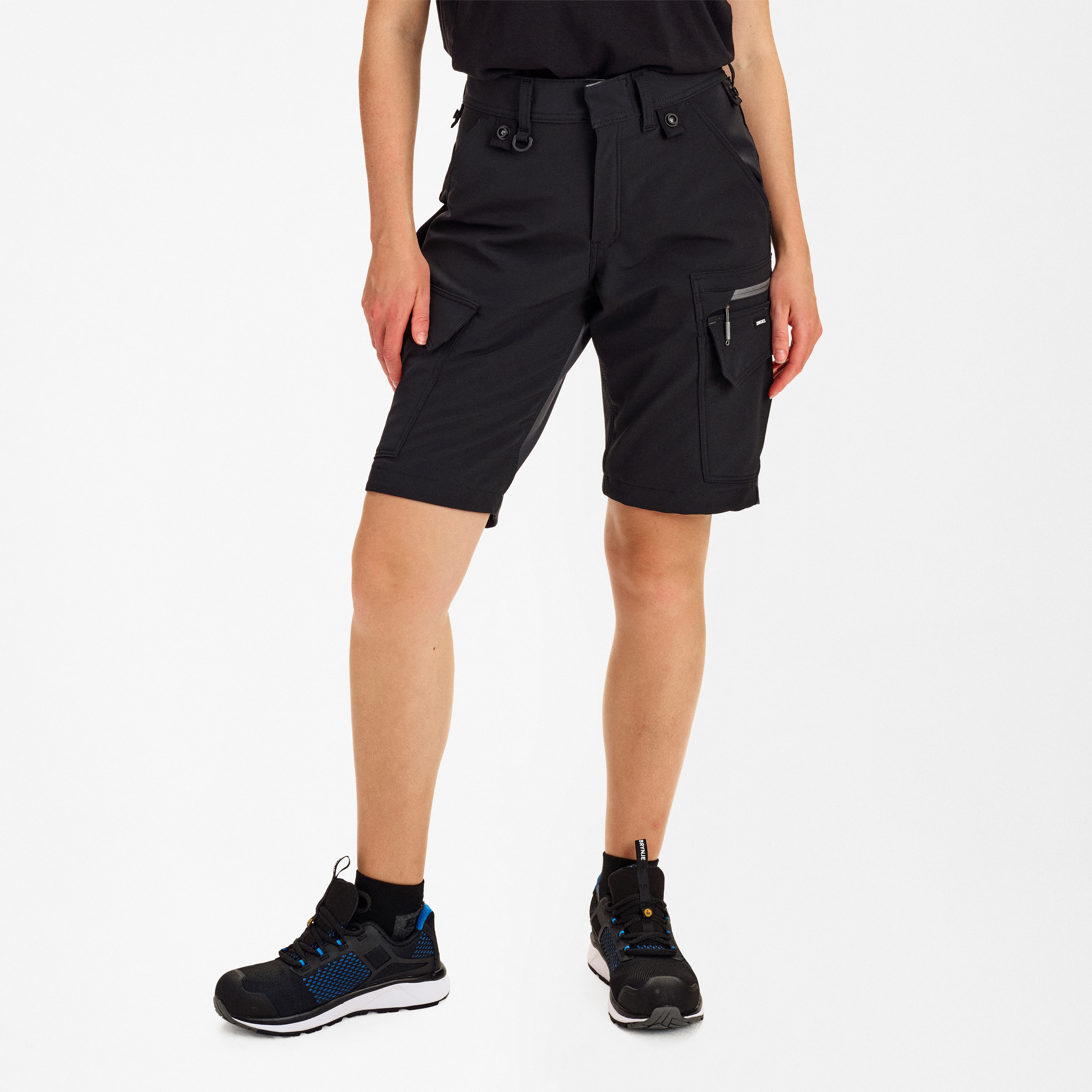 Engel Workwear Entire dame arbejdsshorts med 4-vejs stræk - Sort/Antrazitgrå [2079] / 34