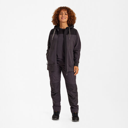 ENTIRE Damen Sweatcardigan mit Kapuze – Anthrazitgrau/Schwarz